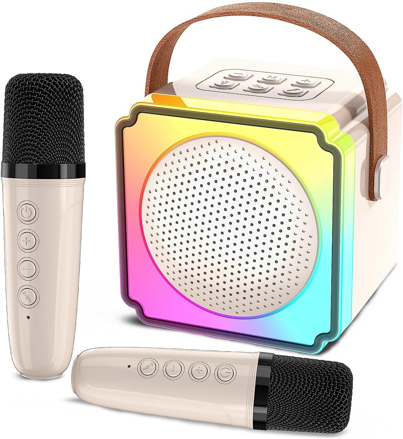 Mini-Karaoke-Maschine für Kinder, mit 2 drahtlosen Mikrofonen, Karaoke-Maschine