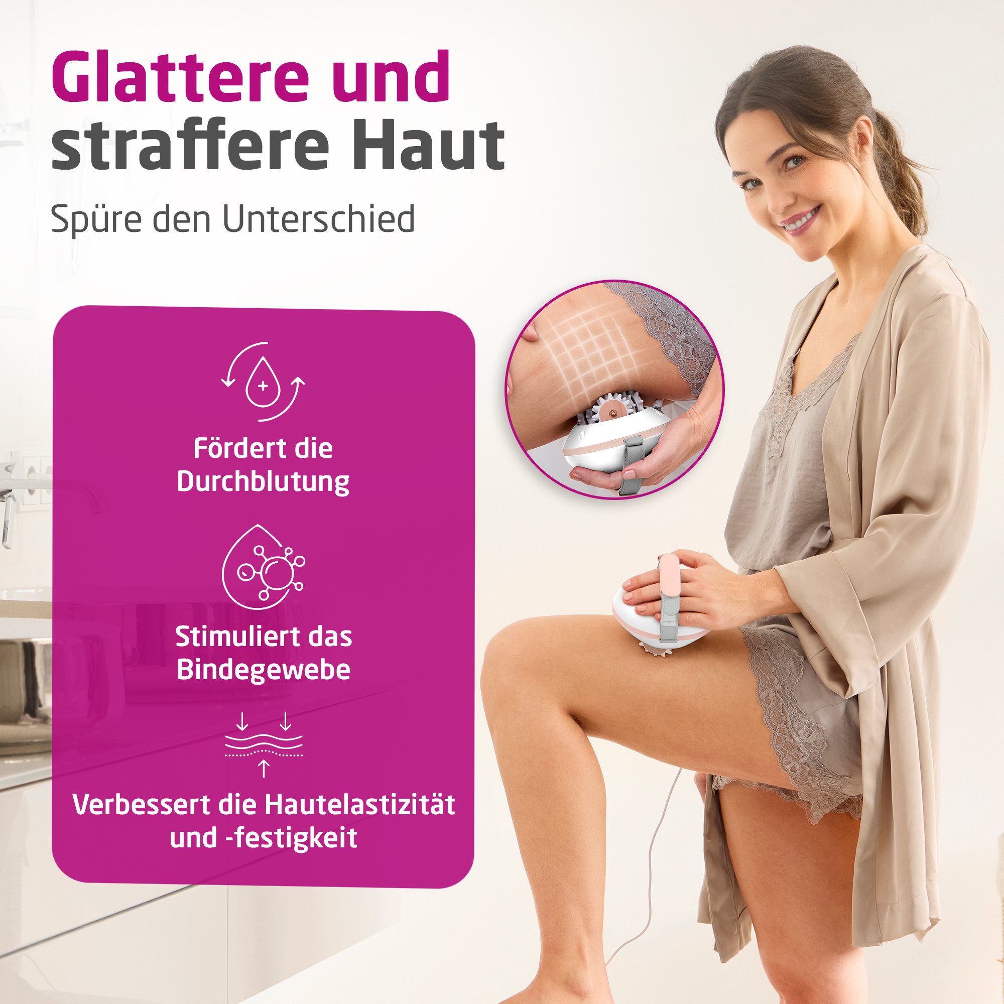 medisana Massageroller AC 860, Cellulite Massagegerät, Stimulation des Bindegewebe, 2 Intensitäten