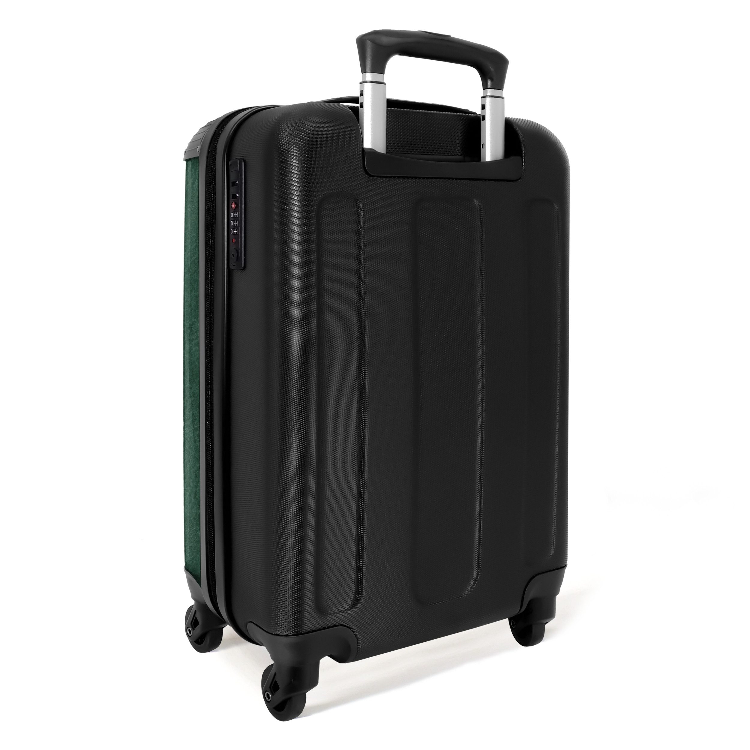 NoBoringSuitcases.com© Hartschalen-Trolley Lederoptik mittelgrün 55x35x20cm, 4 Rollen, Reisetasche mit Rollen, Koffer Handgepäck Flugzeug