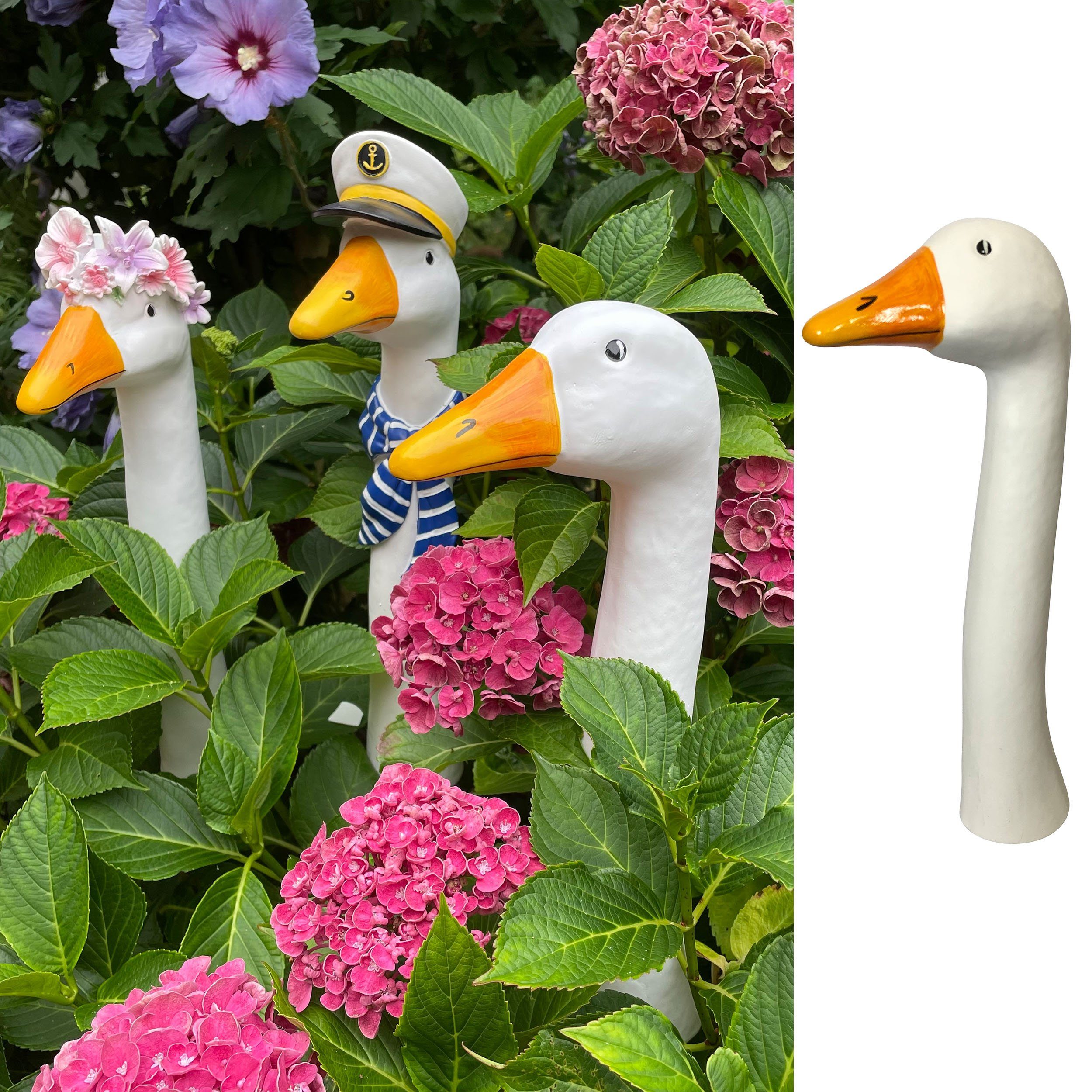 Online-Fuchs Gartenfigur Gänsehals Gartenstecker Gans - lustige Deko Garten günstig online kaufen
