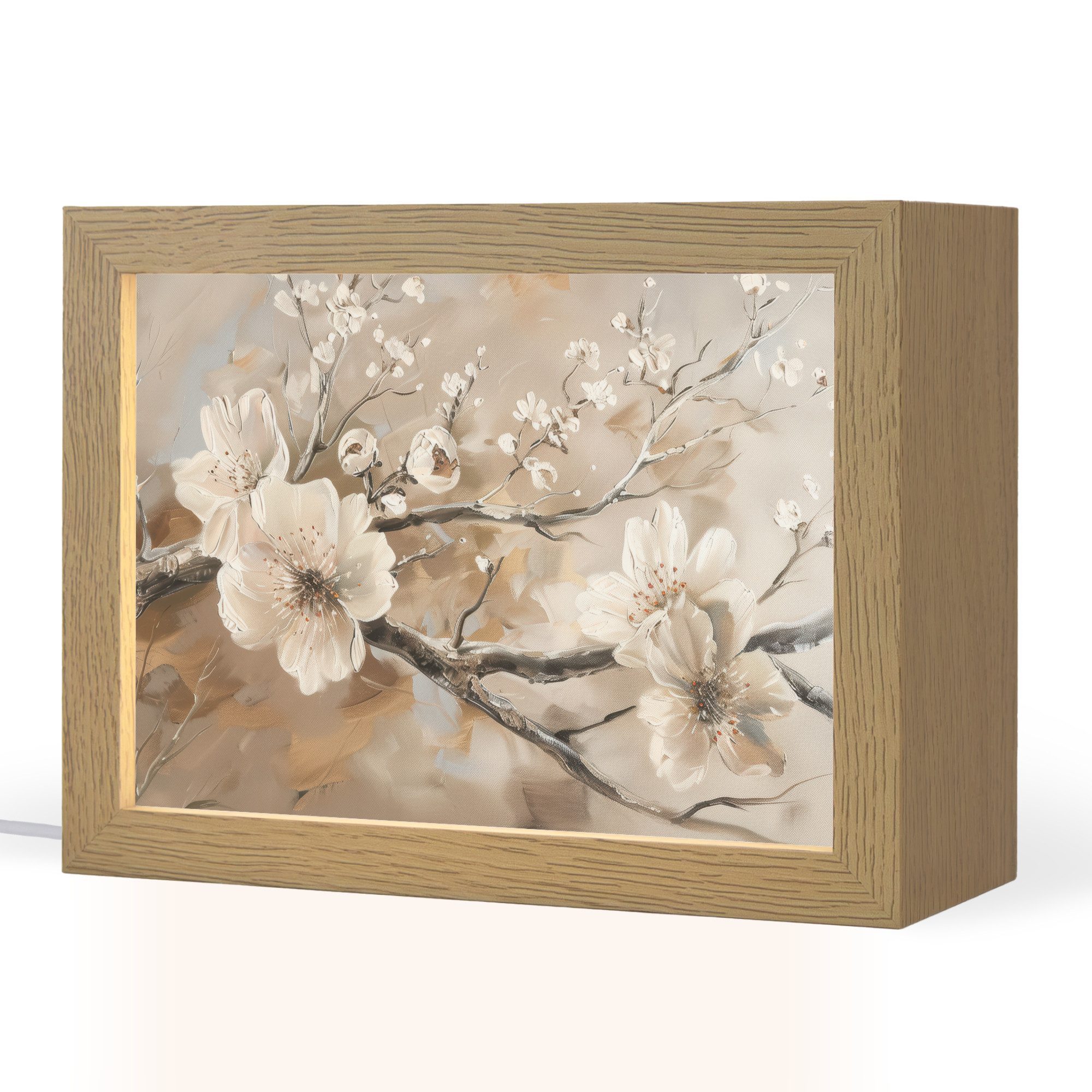 OnlyWow Tischleuchte Blumen - Natur - Weiß - Blüte - Abstrakt, Dimmbar, Farbwechsel, LED, Warmweiß, Kaltweiß, Neutralweiß Einstellbar, Tischlampe, Schreibtischlampe, Desk, Dimmbar, mit Kabel, LED