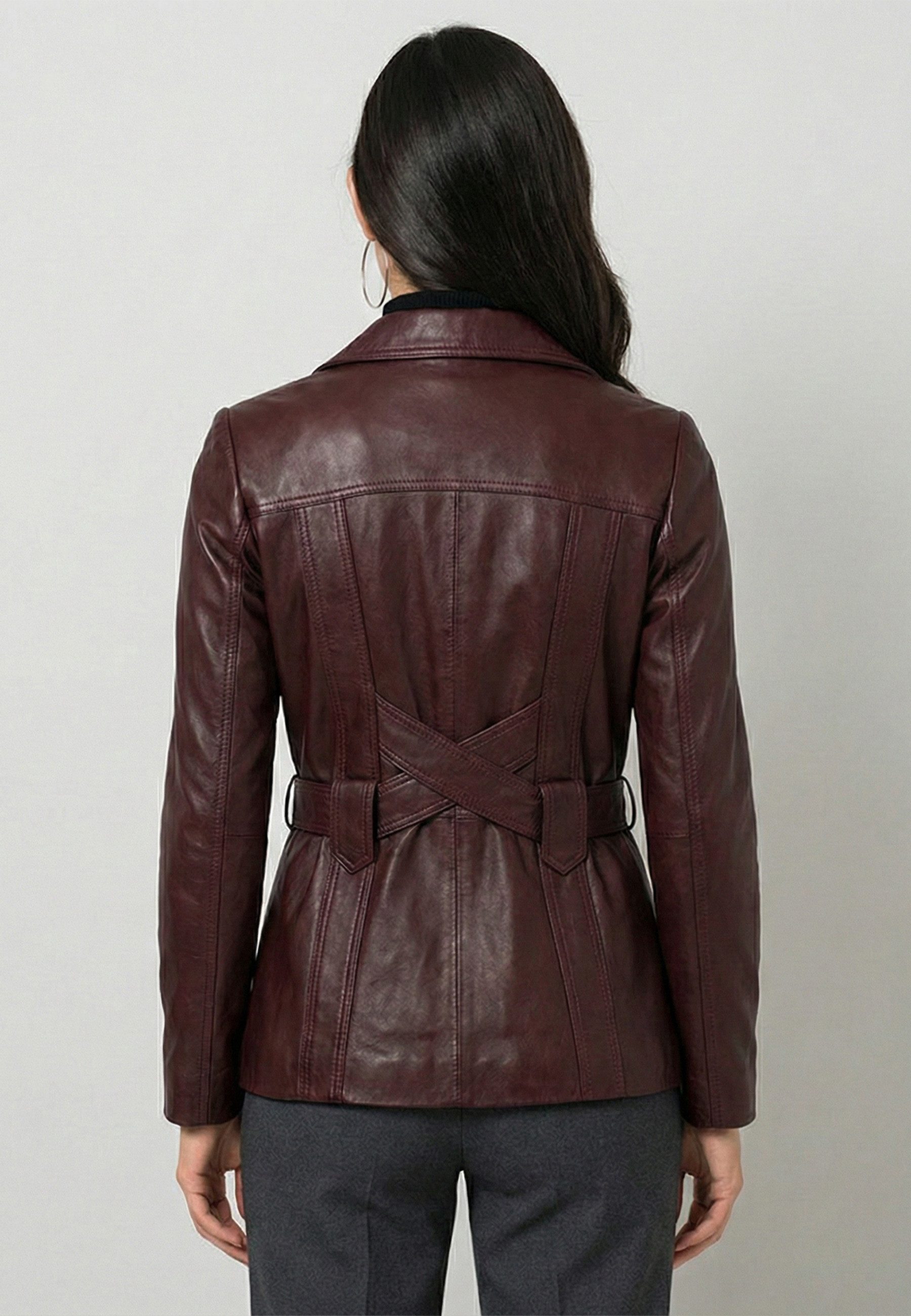 Felix Hardy Lederjacke Lederjacke mit Gürtel und Knöpfen
