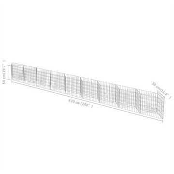 DOTMALL Zaun Gabionenwand aus verzinktem Stahl 630 x 30 x 50 cm (1St)