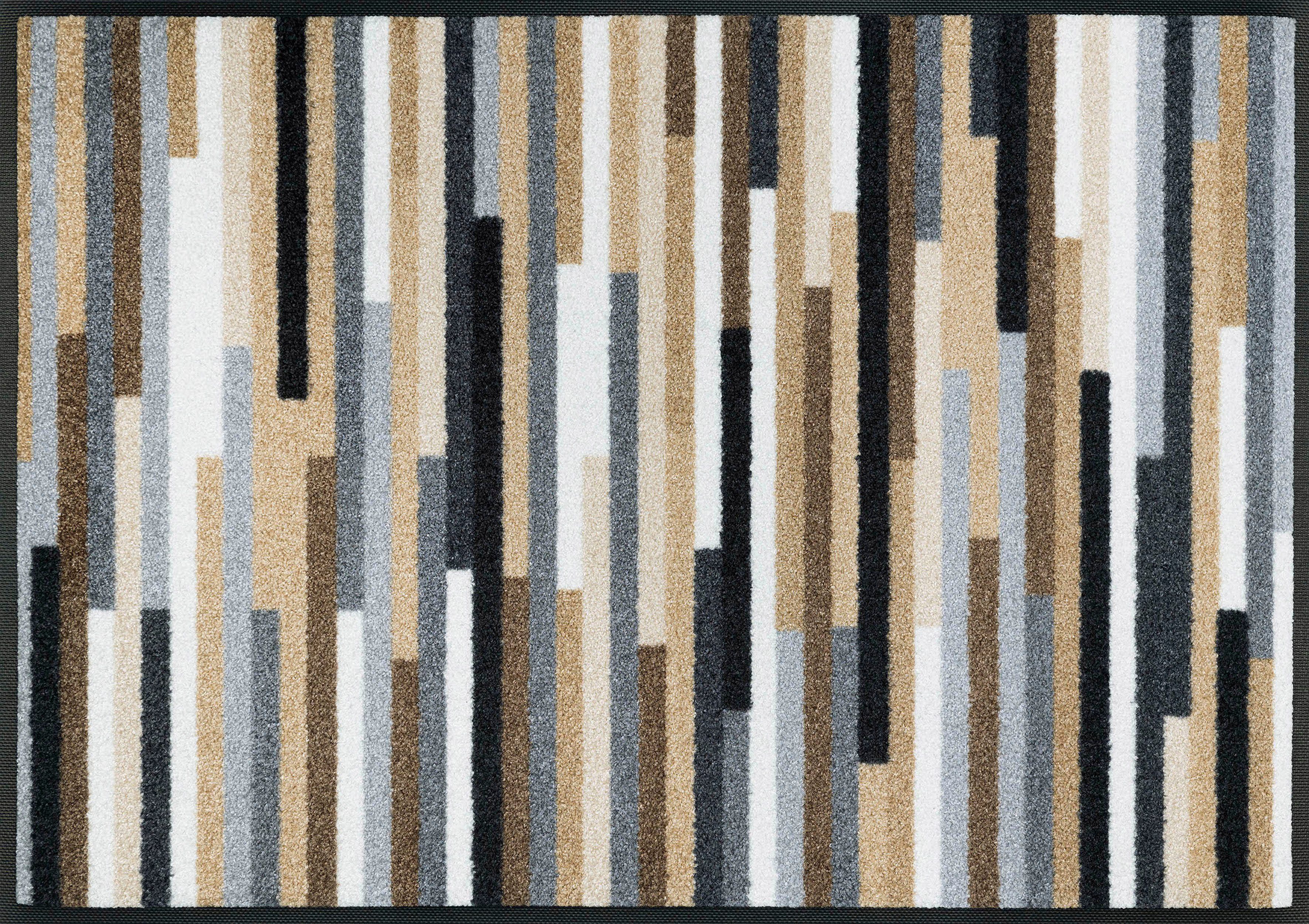 modernes Design, waschbar Fußmatte natur Streifen by Schmutzfangläufer, Mikado rutschhemmend, wash+dry Stripes, Höhe: rechteckig, Kleen-Tex, 7 mm,