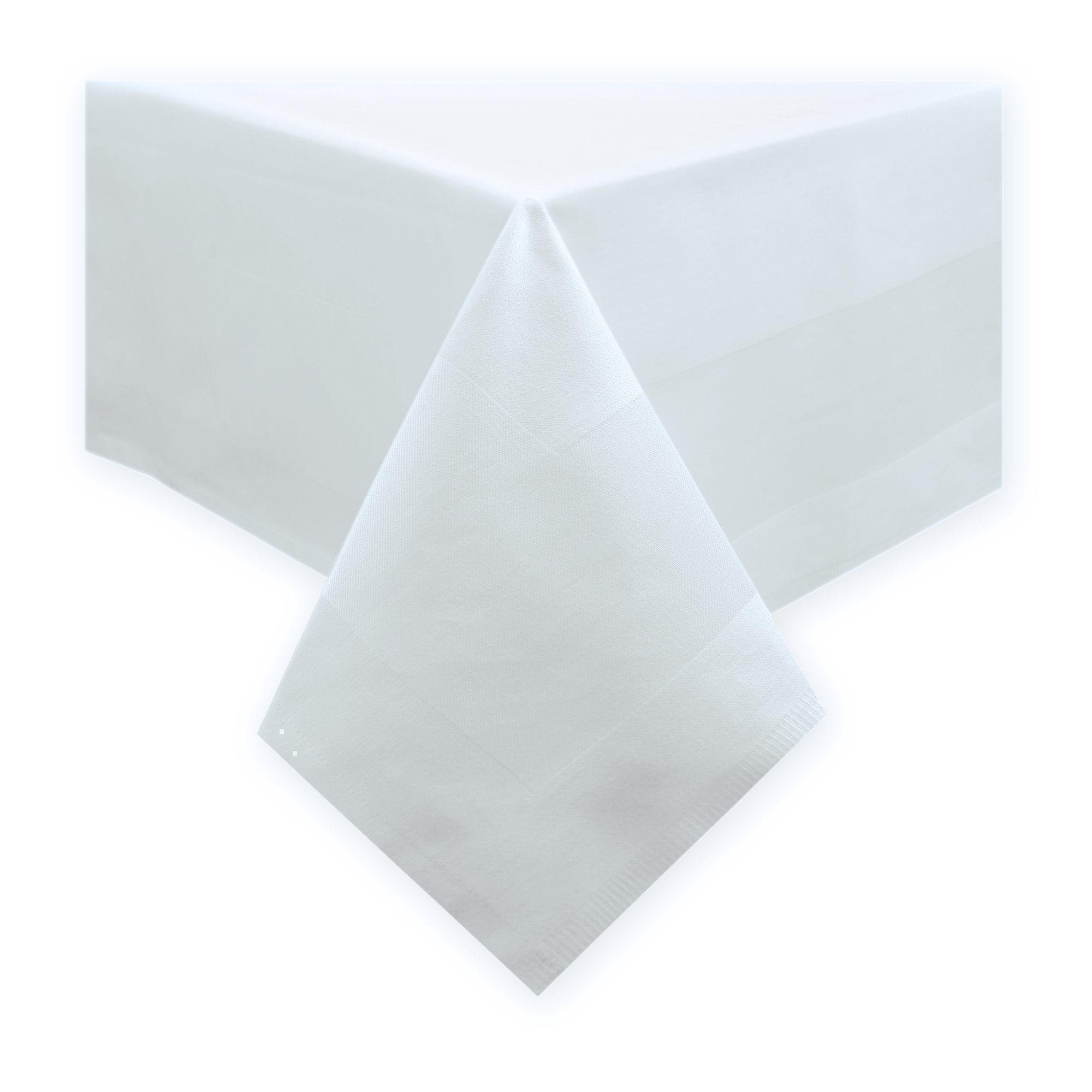 Haus und Deko Tischdecke Tischdecke weiß Baumwolle mit Atlaskante Servietten und Tischläufer (1-tlg)