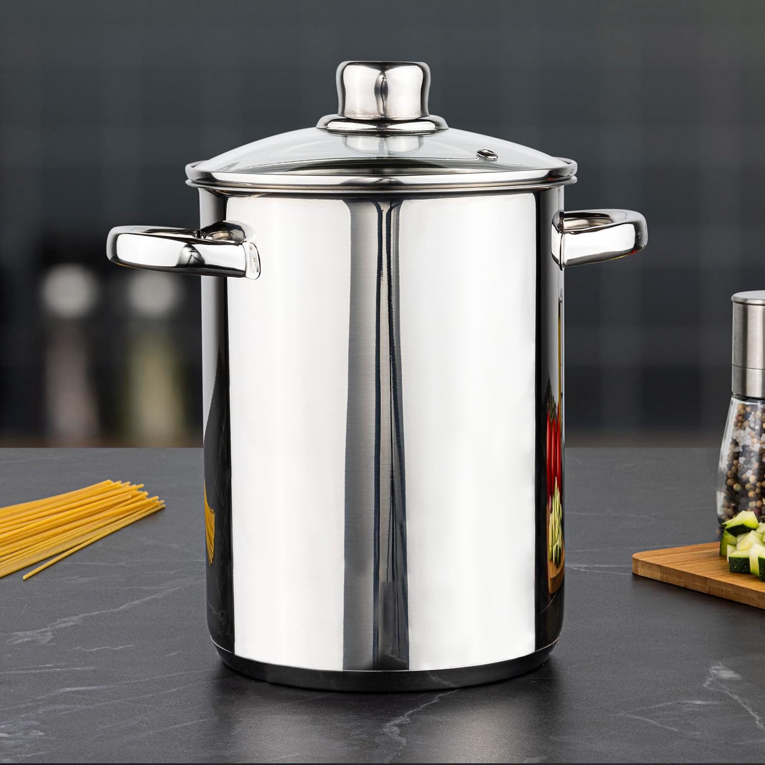 mucHome Spaghettitopf Nudeltopf & Spargeltopf hoher Topf mit Siebeinsatz, für 4 Liter