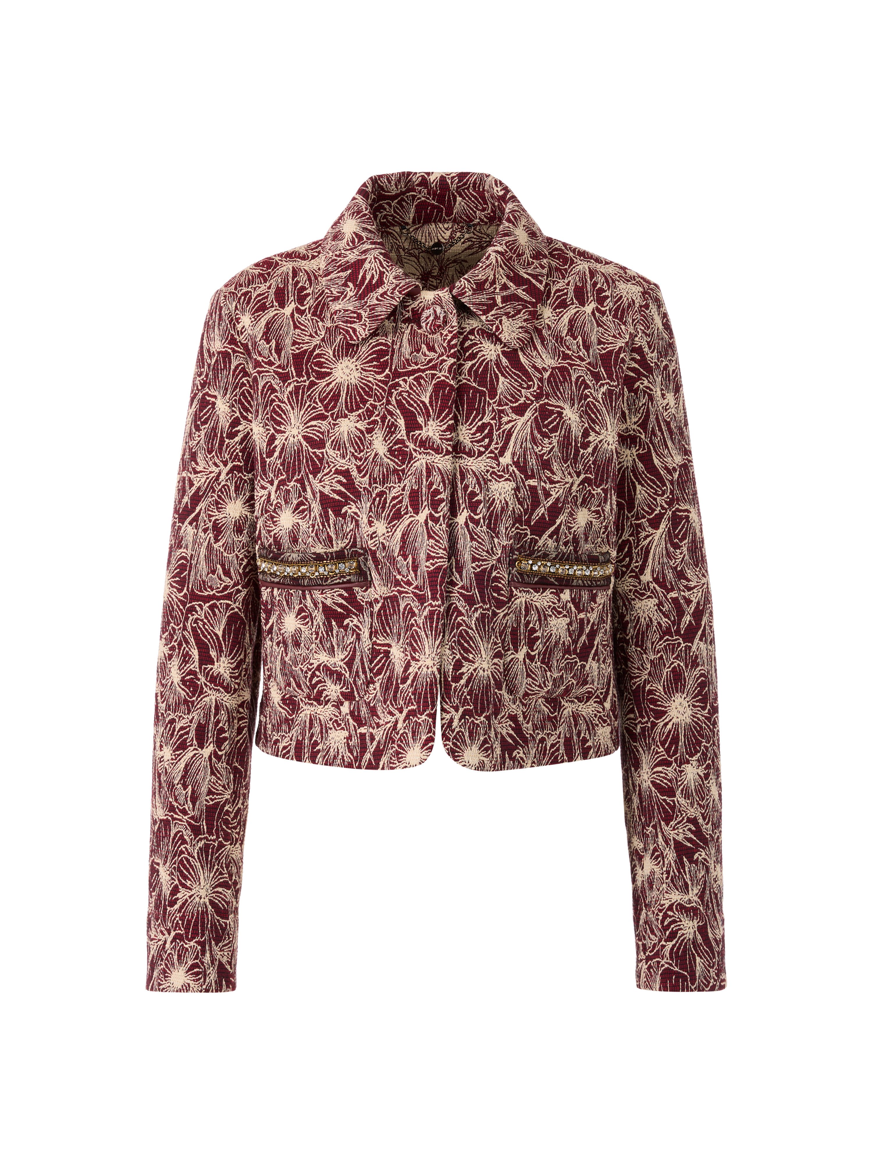 Marc Cain Kurzjacke Feminine Rigour Premium Damenmode Blazerjacke Blouson, besticktem Blumenmuster, gerader Schnitt – Bild 5 von 5