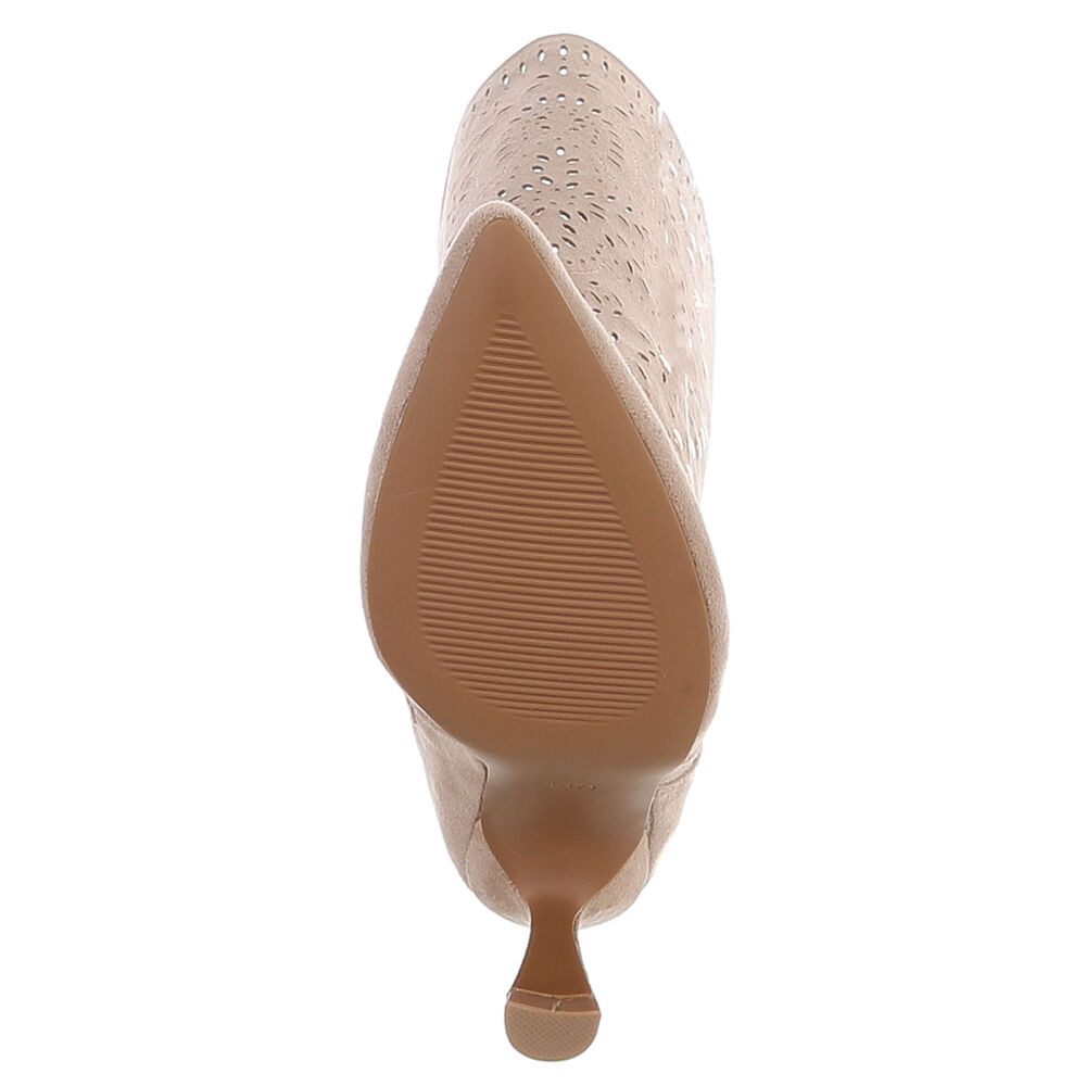 Ital-Design Kniehohe Stiefel mit Aussparungen und Absatz für Damen Sommerboots (91261220) Pfennig-/Stilettoabsatz Stiefel in Hellbraun