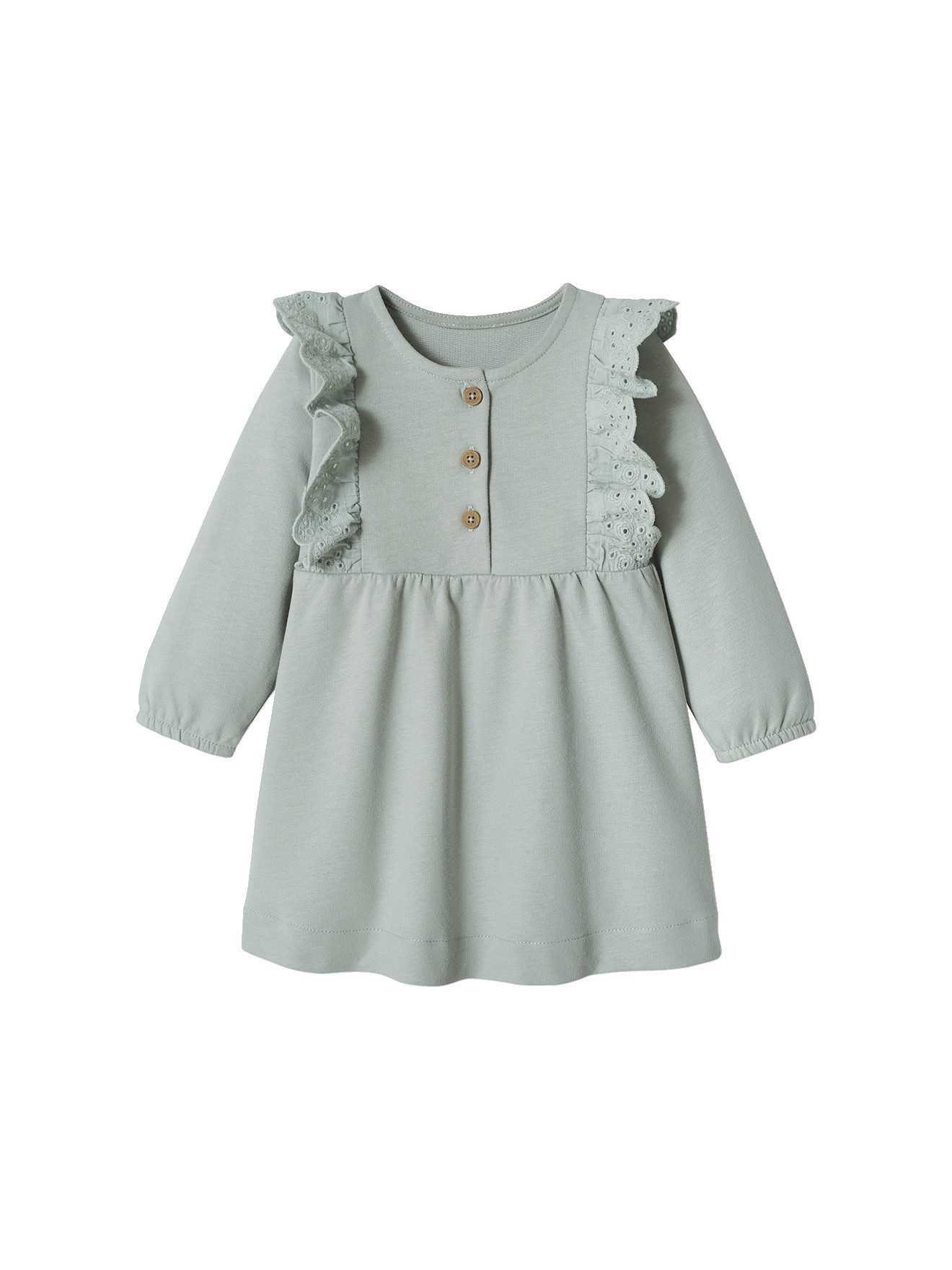 vertbaudet Minikleid Mädchen Baby Kleid Volants mit Lochstickerei
