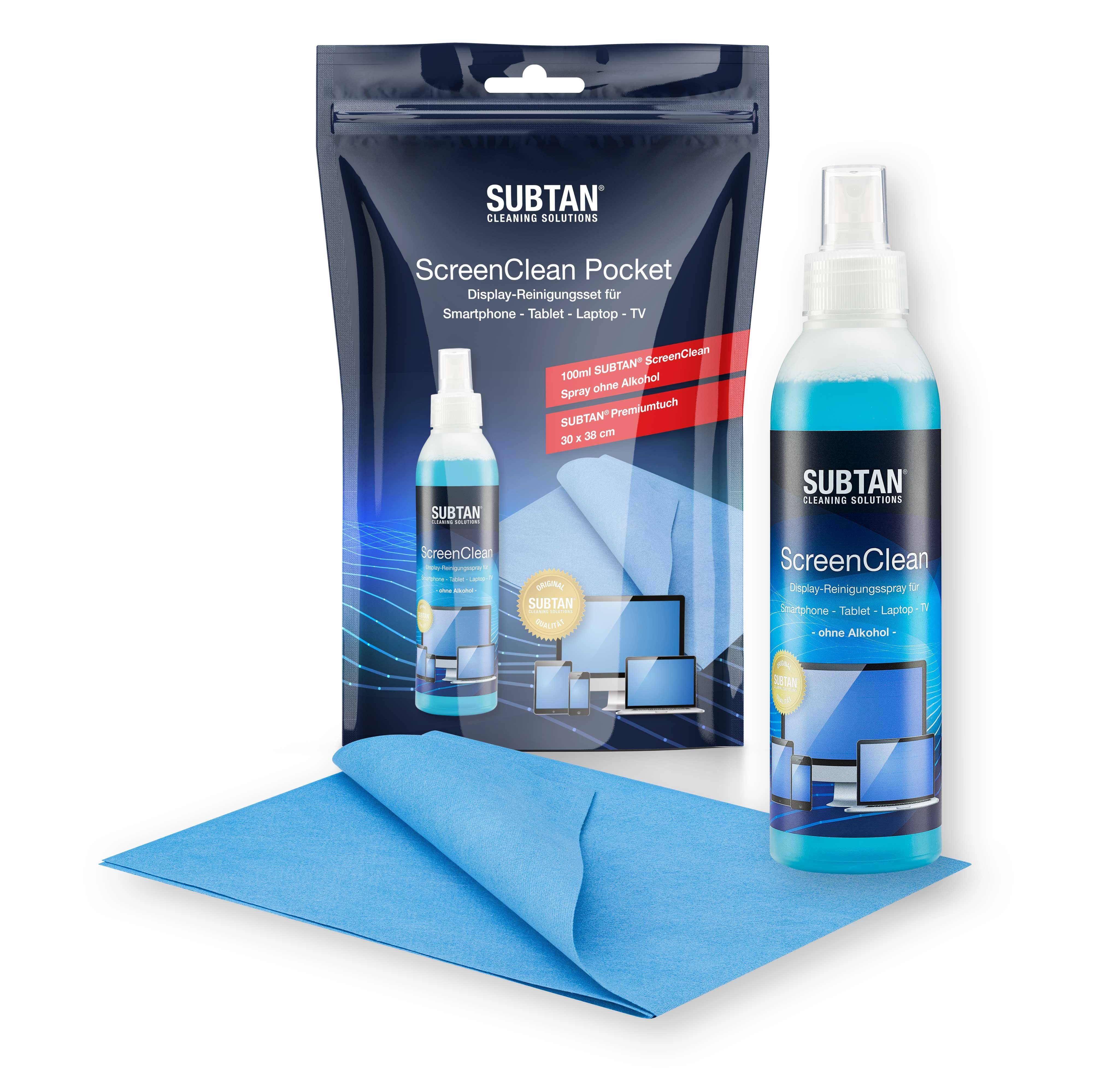 SUBTAN Reinigungs-Set ScreenClean Pocket - Displayreiniger für unterwegs, (1-St)