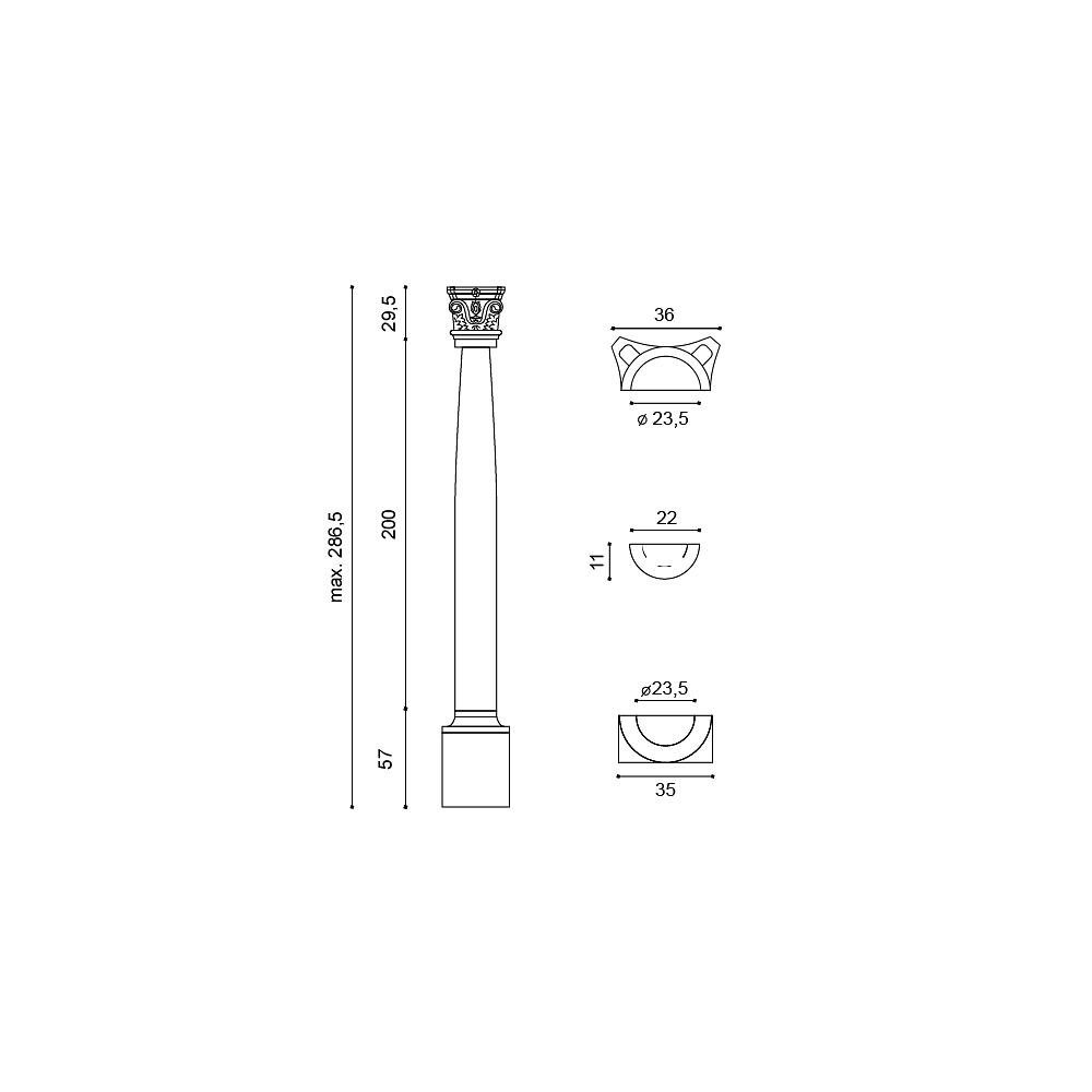 bestehend Set m), aus Orac 1 Kapitel, Sockel, tlg., Wanddekoobjekt Decor Länge St., 3 Korinthisch Set, Komplett ca. vorgrundiert, Stil: weiß, und (Halbsäulen KC2H Schaft 2,87