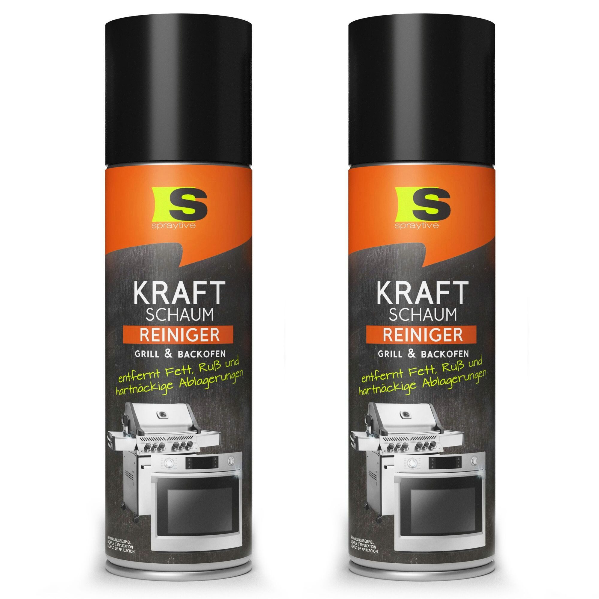 Spraytive 2x 500ml Reinigungsspray Backofen & Grillreiniger – Kraftschaum-Spray Backofenreiniger (Made in Germany)