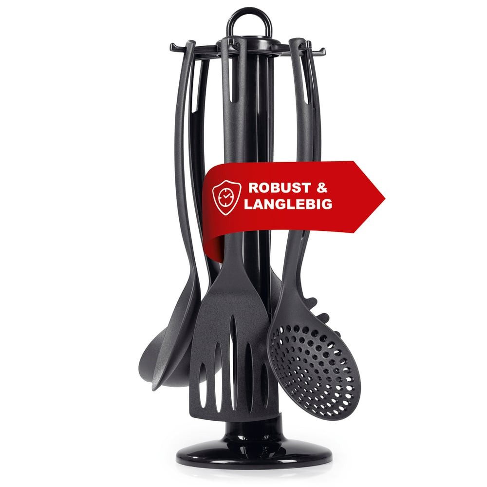 GOURMETmaxx Kochbesteck-Set Küchenhelfer-Set mit Aufbewahrungsständer, Hitzebständig (bis 200° C), leichte Reinigung, Langlebig