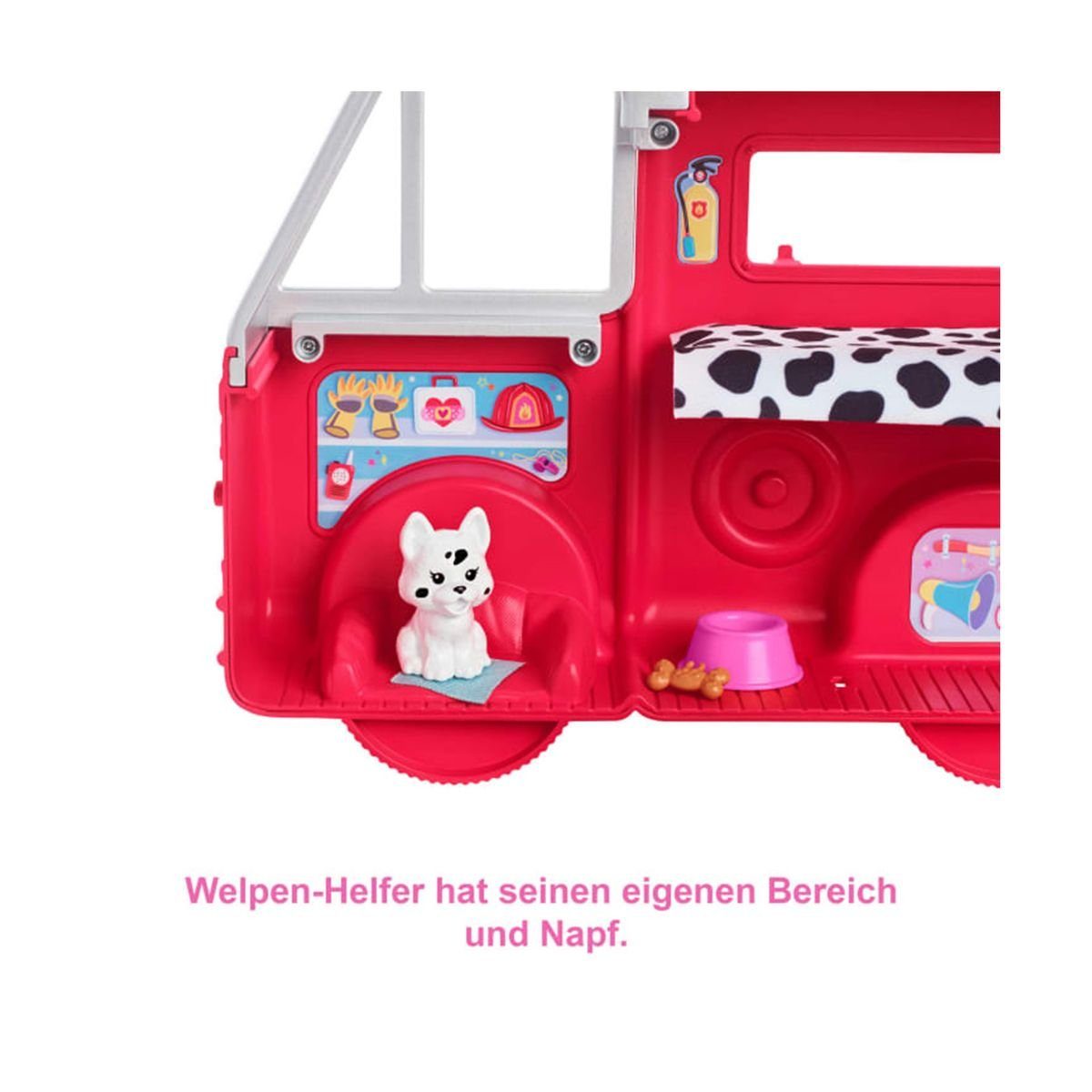 Fahrzeug - be... Mattel - mit Spielset Zubehör, Puppen HCK73 Mattel can - GmbH Feuerwehrauto Mattel® Barbie Chelsea