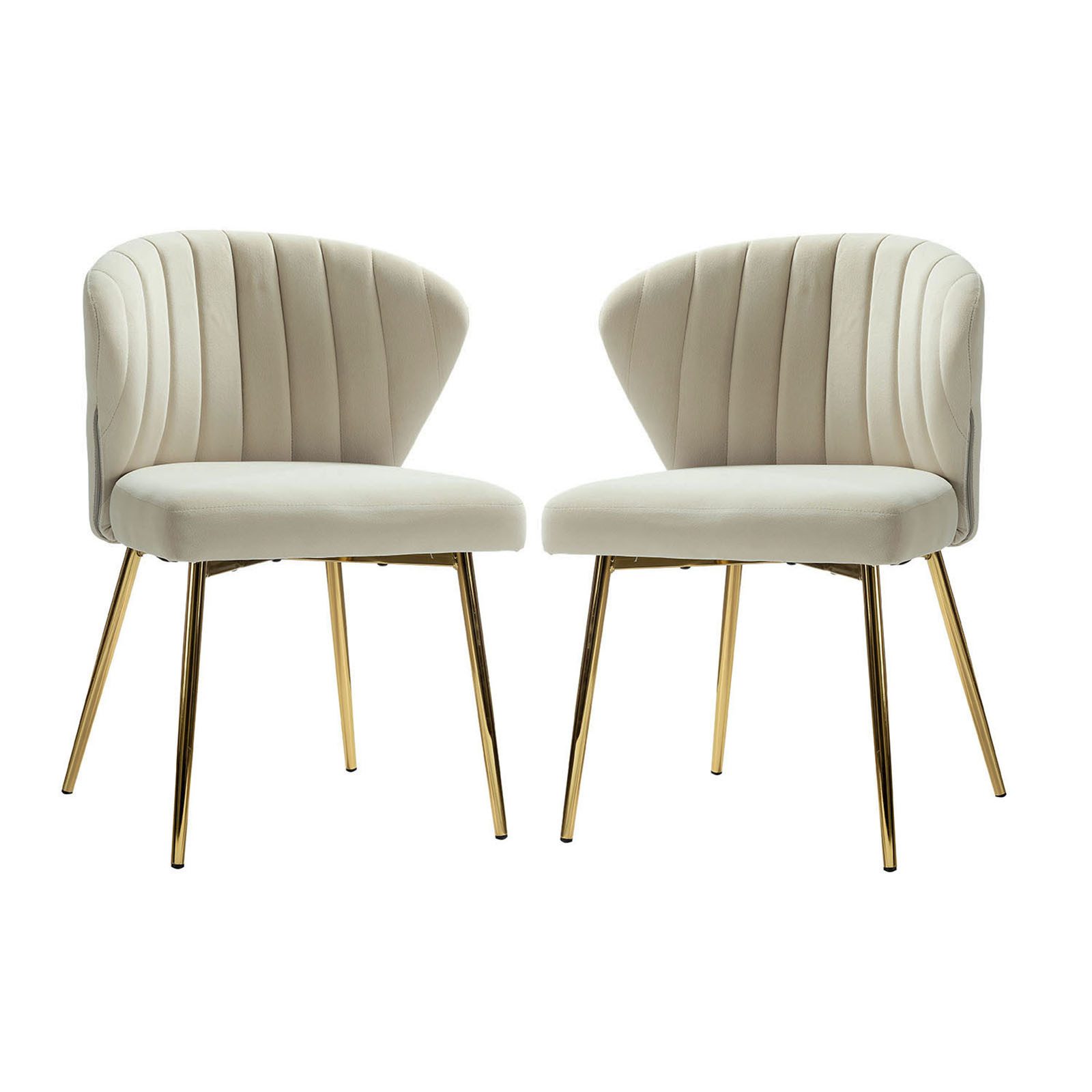 HULALA HOME Stuhl Esszimmerstuhl Polsterstuhl Schminktischstuhl Küchenstuhl (2 St), mit Beinen aus Metall, 2er Set