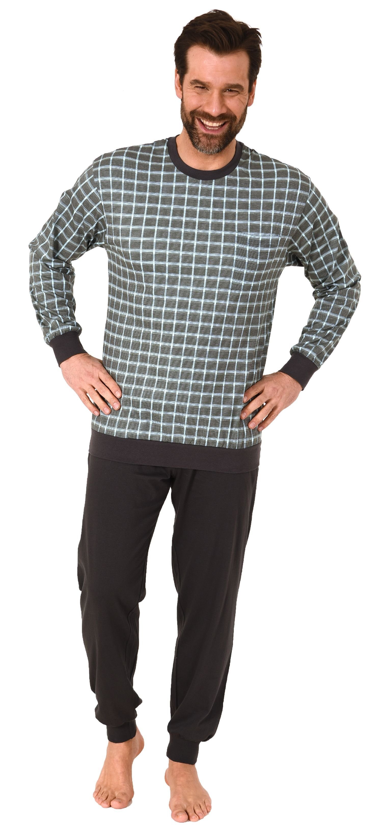 Normann Pyjama Herren Schlafanzug mit Bündchen günstig online kaufen