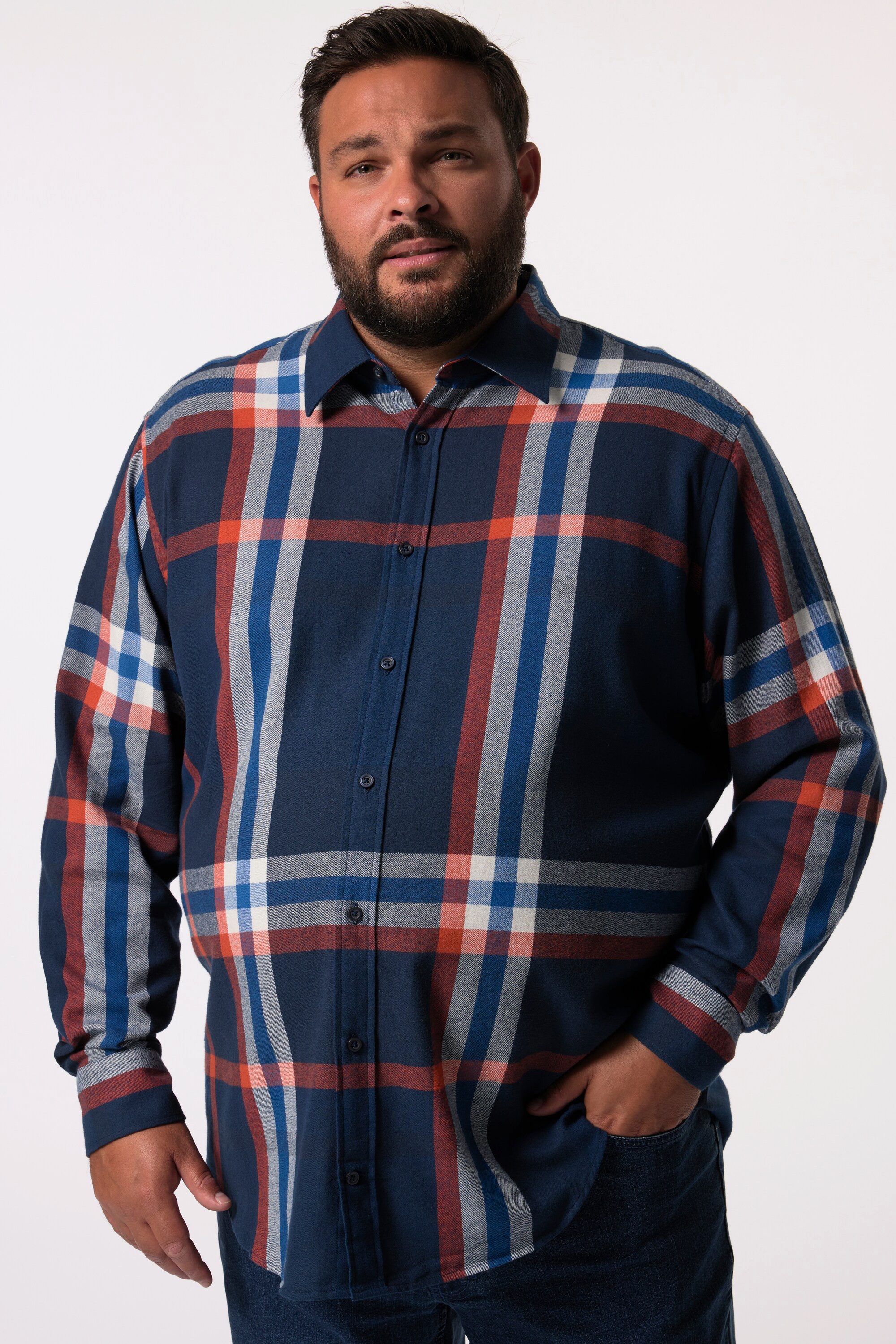Businesshemd Karo-Flanellhemd Langarm Kentkragen Modern Fit