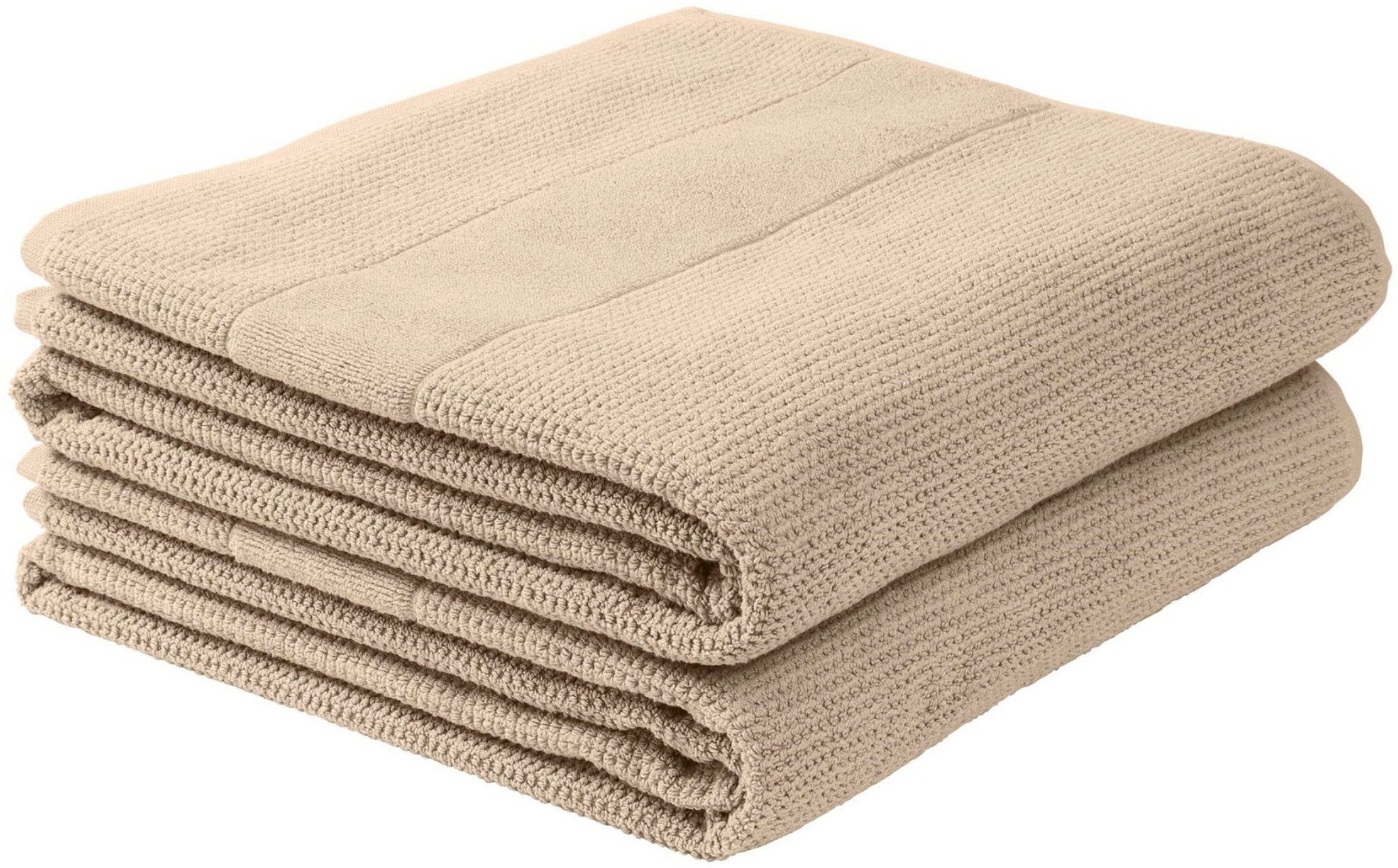 Schiesser Handtücher Turin im 4er Set aus 100% Baumwolle, Frottier (2-St), Reiskorn-Optik, MADE IN GREEN by OEKO-TEX®-zertifiziert Sand