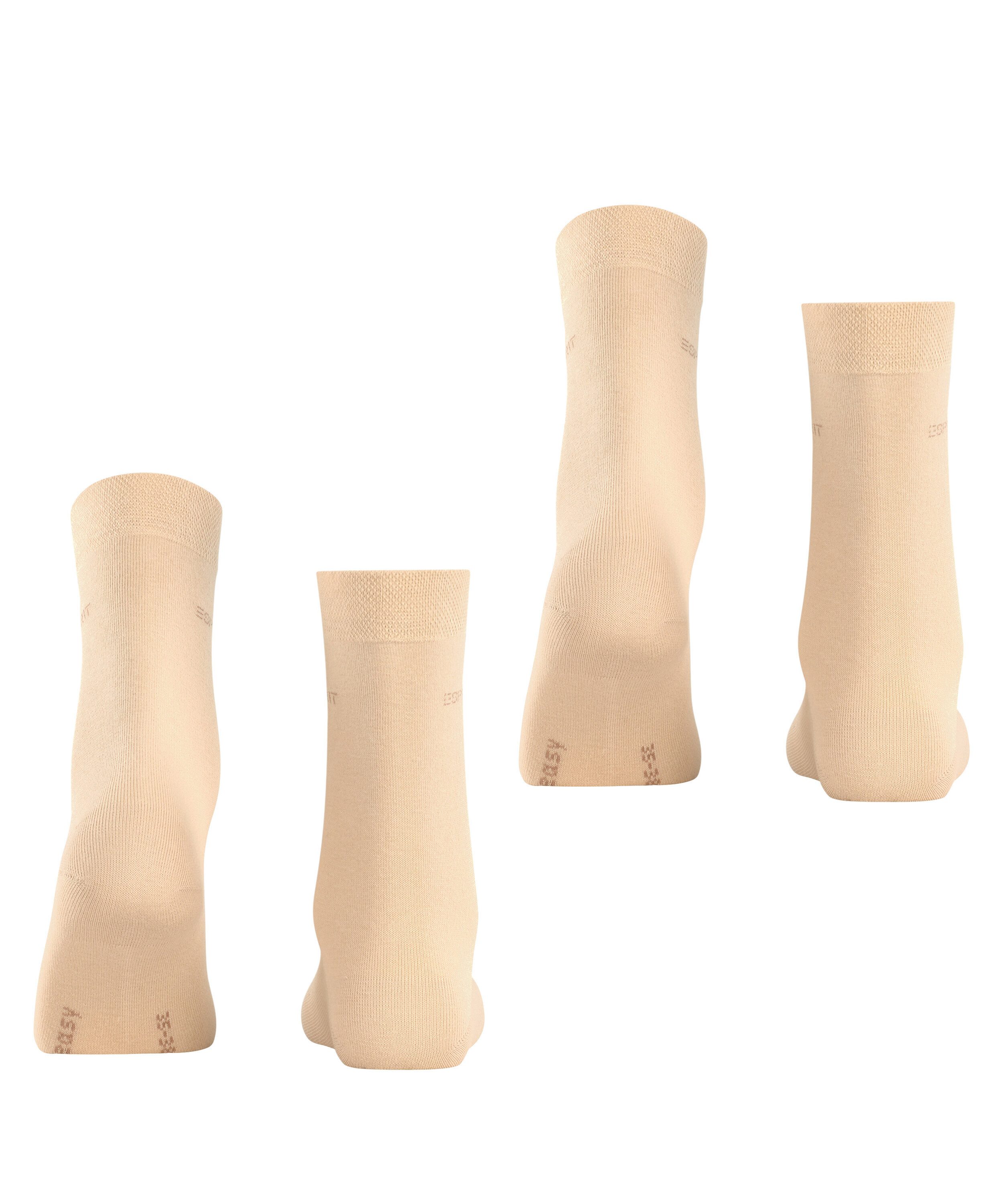 Esprit Socken Basic Easy (2-Paar, 2er Pack) ohne einschneidendes Bündchen, Basic-Socke, Uni-Strümpfe atmungsaktiv