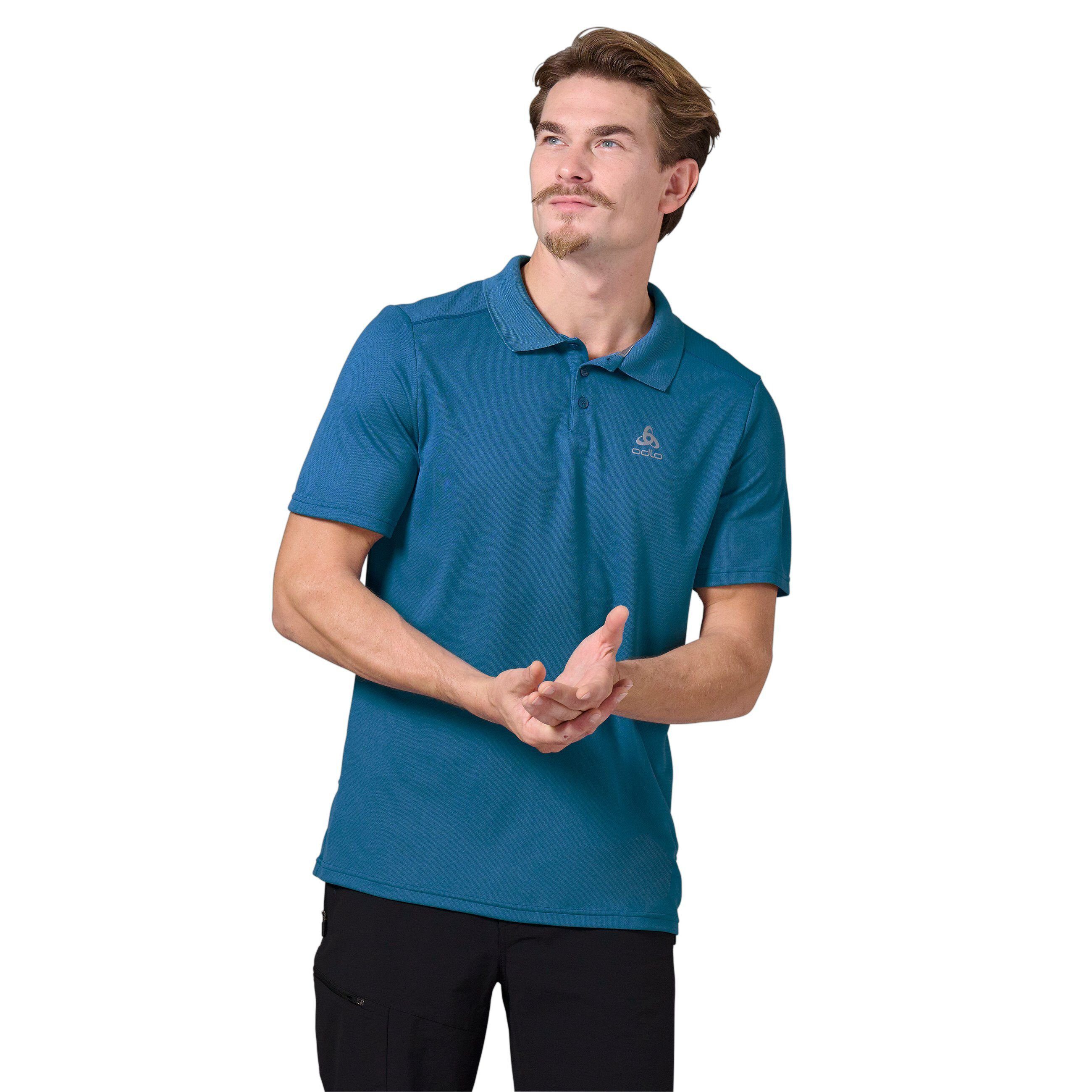 Saxony Herren Odlo (1-tlg) Poloshirt Poloshirt F-Dry Blue