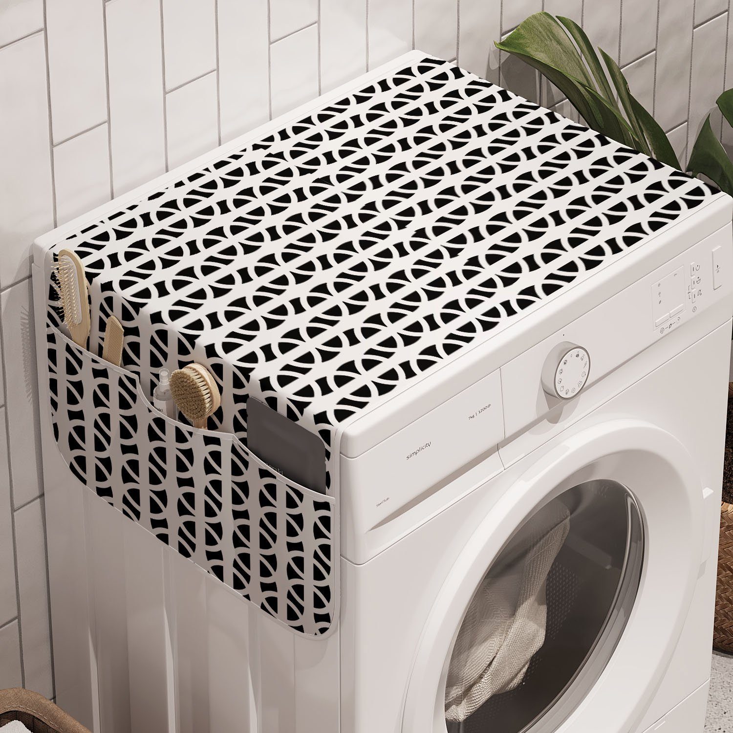Formen klassischen Gitter Waschmaschine für Runde Badorganizer der Abakuhaus Anti-Rutsch-Stoffabdeckung und Trockner, Ansicht
