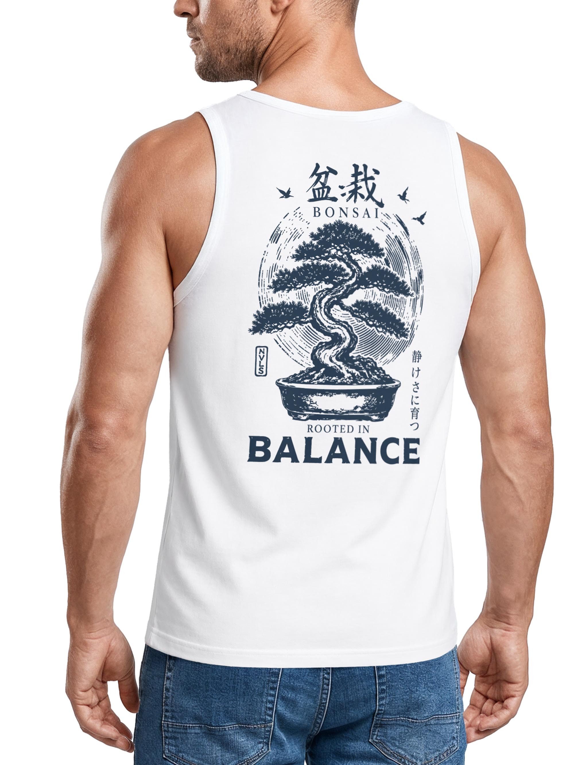 Neverless Tanktop Tanktop Herren mit Grafik-Print - Design Balance - Trägershirt mit Print