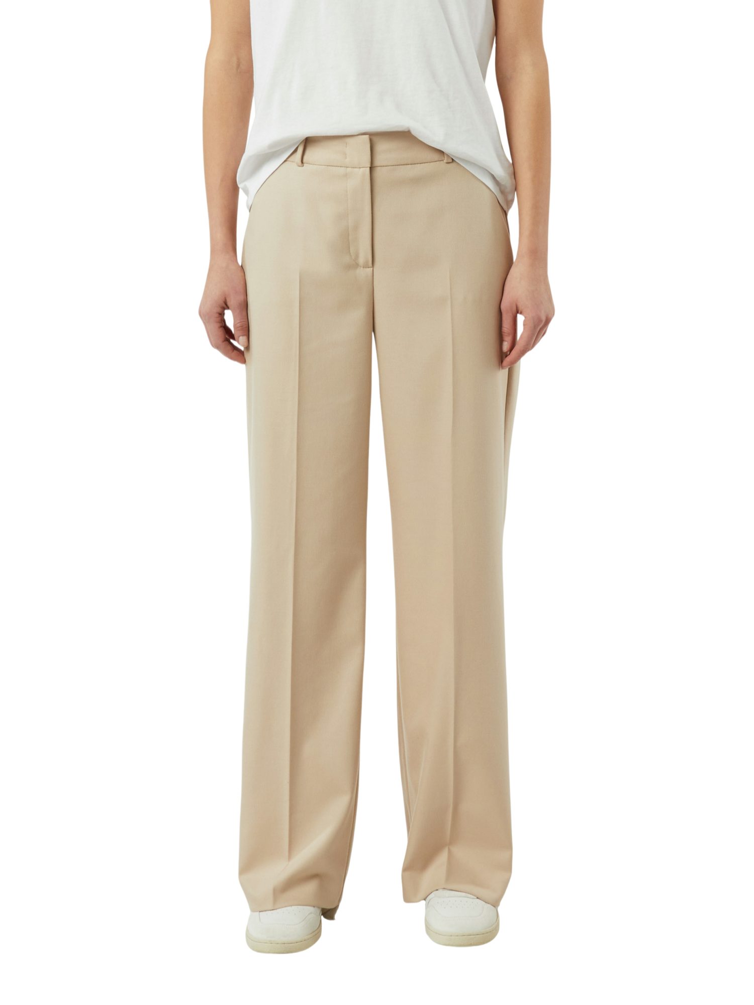 comma Stoffhose natur,Business,Polyester,Unifarben,Wide Leg,Mittel