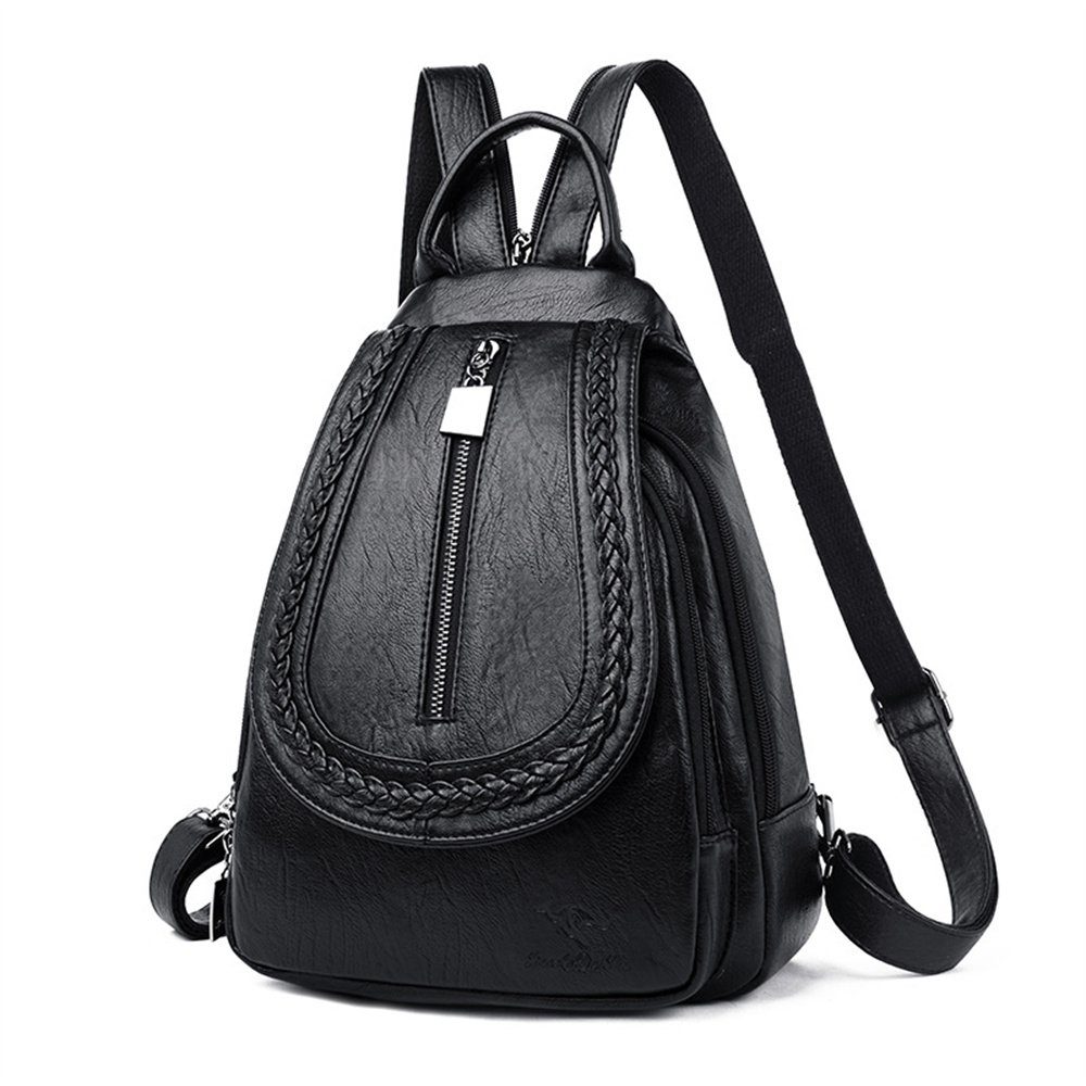Schwarz Mode Rucksack, vielseitige Reise-Rucksack Umhängetasche Frauen Neue Freizeitrucksack Rouemi