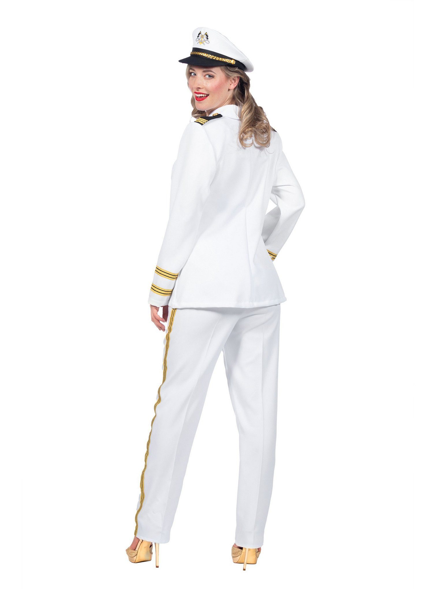 Metamorph Kostüm Kapitänin Uniform Kostüm - Kostüm für Fasching, Weißer Offiziersanzug für die weibliche Traumschiff-Besatzung