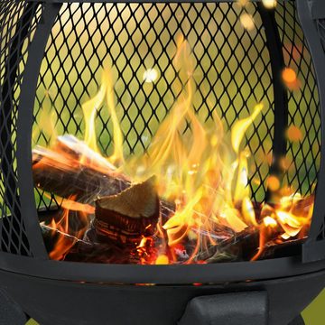 relaxdays Feuerkorb Terrassenofen aus Gusseisen und Stahl