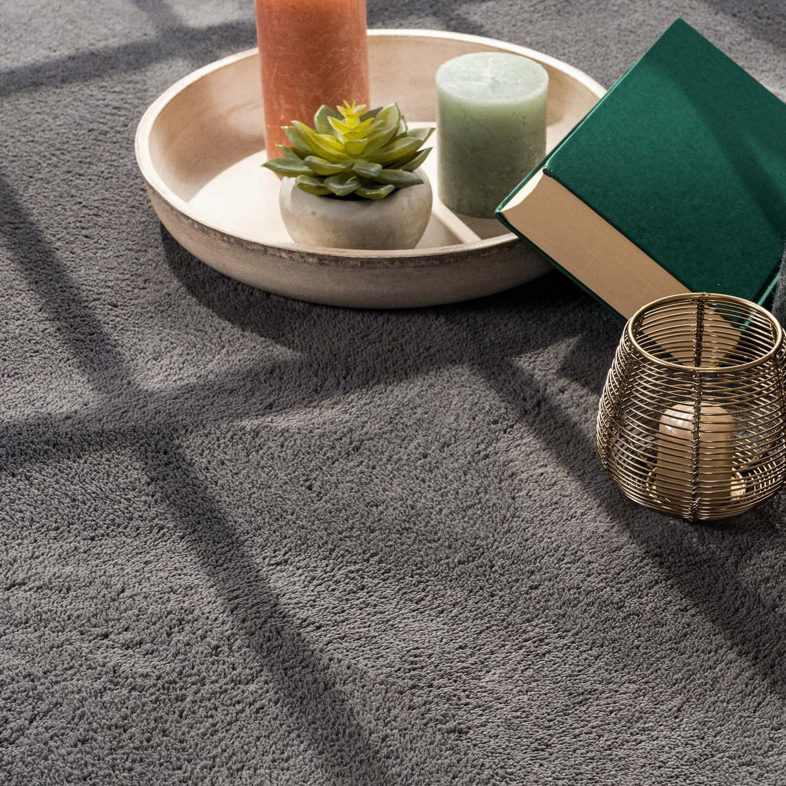 TaraCarpet Teppich Supersoft Kurzflorteppich Fiona Uni, rechteckig, Höhe: 14 mm, Wohnzimmer, Schlafzimmer, Esszimmer, Fiona anthrazit 200x280