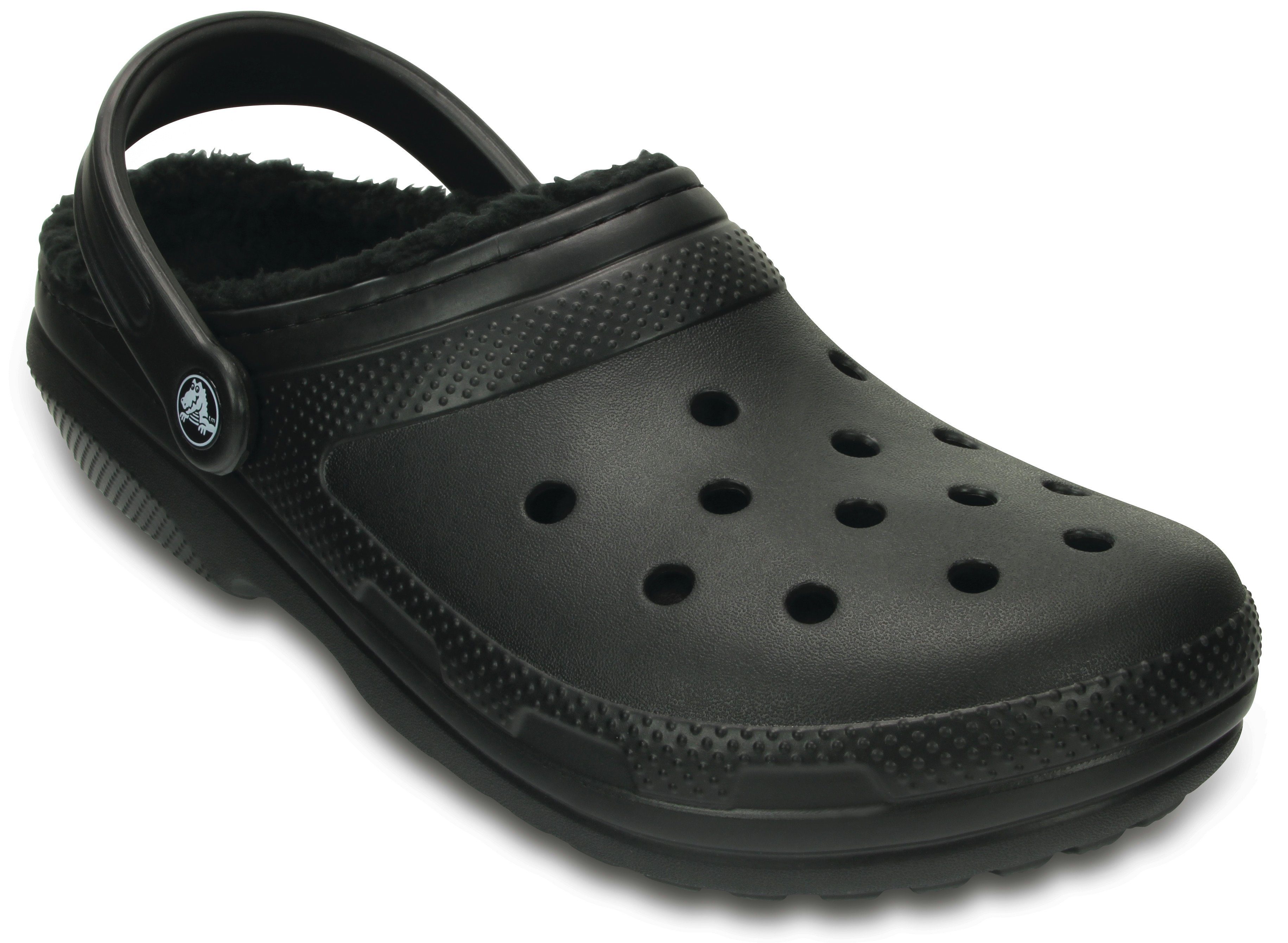 Crocs Classic Lined Clog Hausschuh mit kuscheligem Fellimitat schwarz-uni