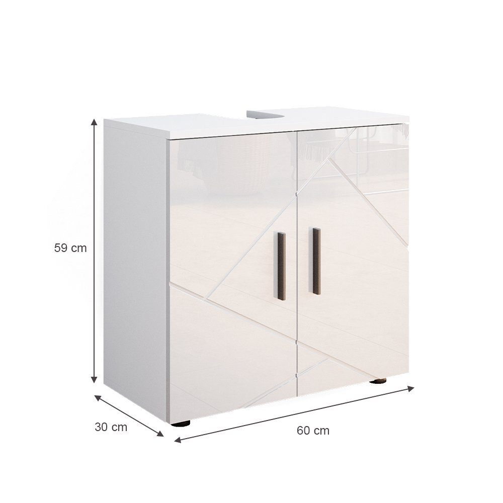 Vicco Waschbeckenunterschrank Irma, Weiß Hochglanz, 60 x 59 cm (1-St)