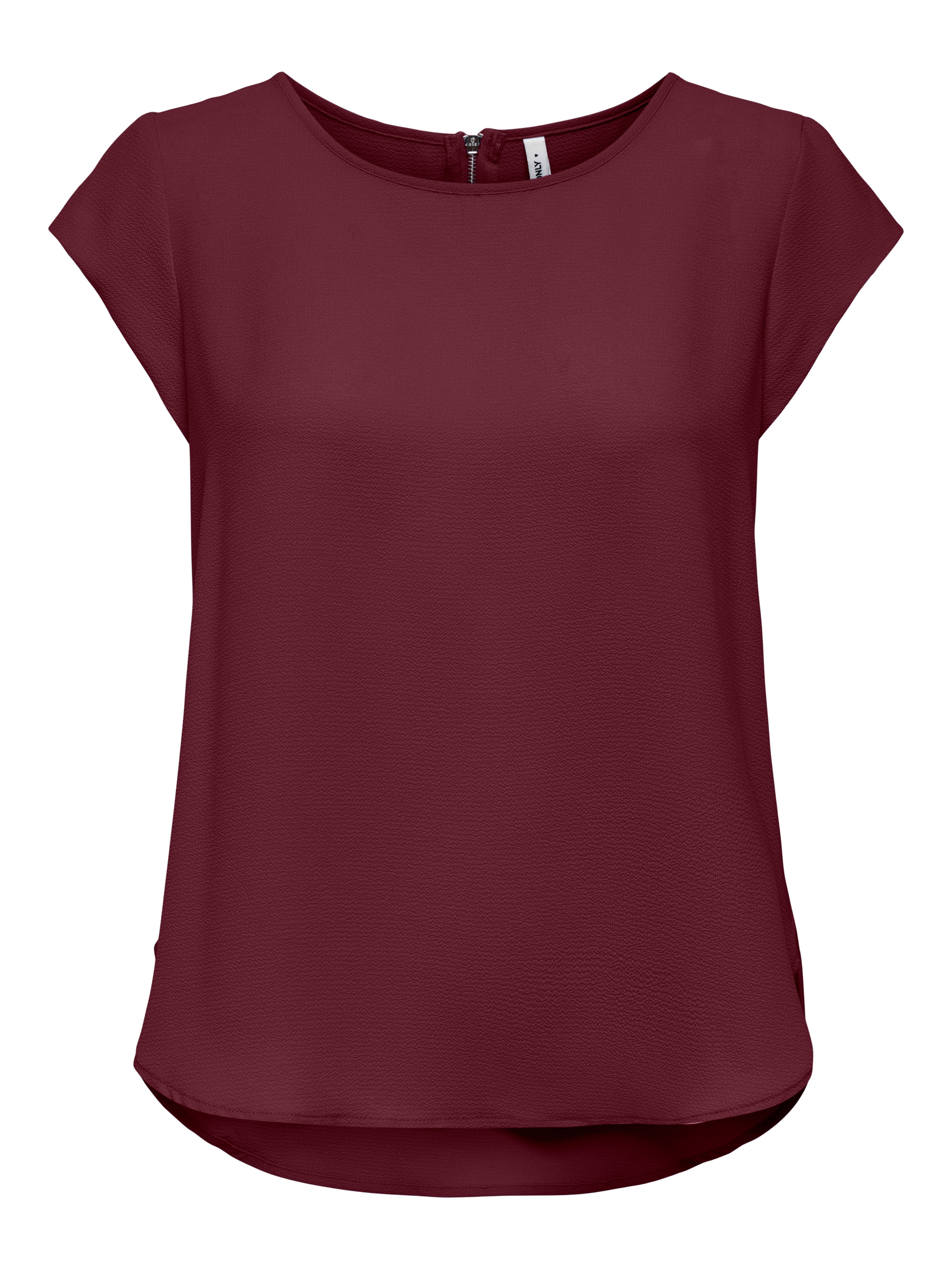 ONLY Kurzarmbluse ONLVIC – feminines Blusenshirt in lockerer Form regular fit, Web, Kunstfaser, Rundhals, unifarben