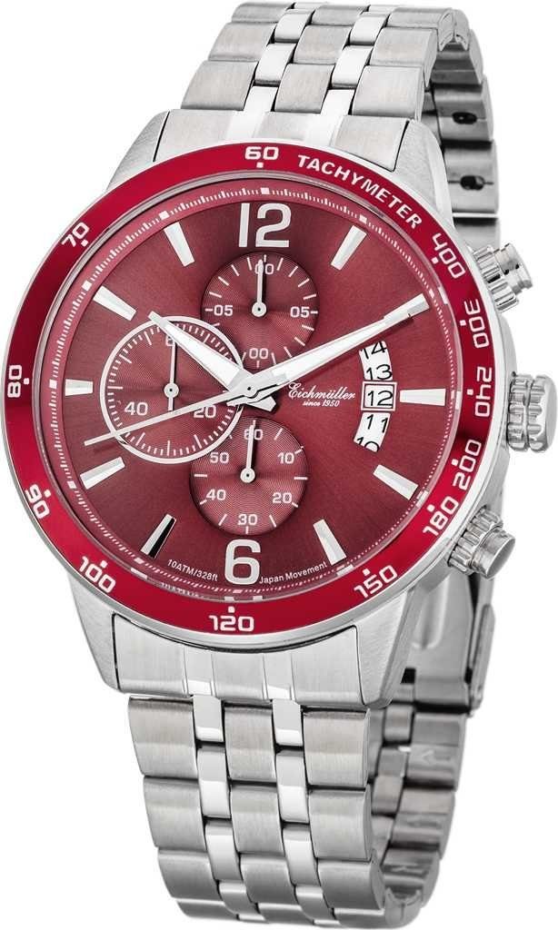 Eichmüller Chronograph Herrenuhr 10 RE1118 mm 45 rot ATM Metallband