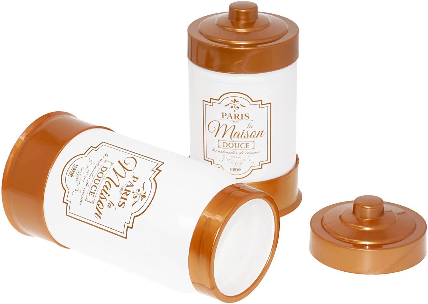 Lashuma Aufbewahrungsdose Weiß-Kupfer (Set, 6 St), Frischhaltedosen Glas, Vorratsdosen mit Deckel