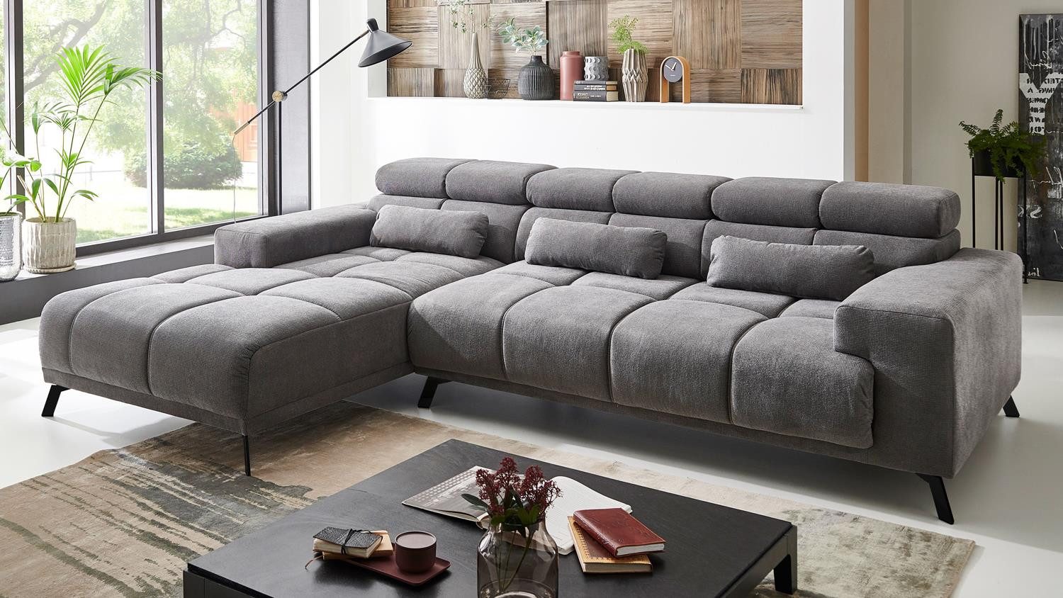 Iwaniccy Wohnlandschaft Ecksofa L Speed Stoff stone mit Sitztiefenverstellung