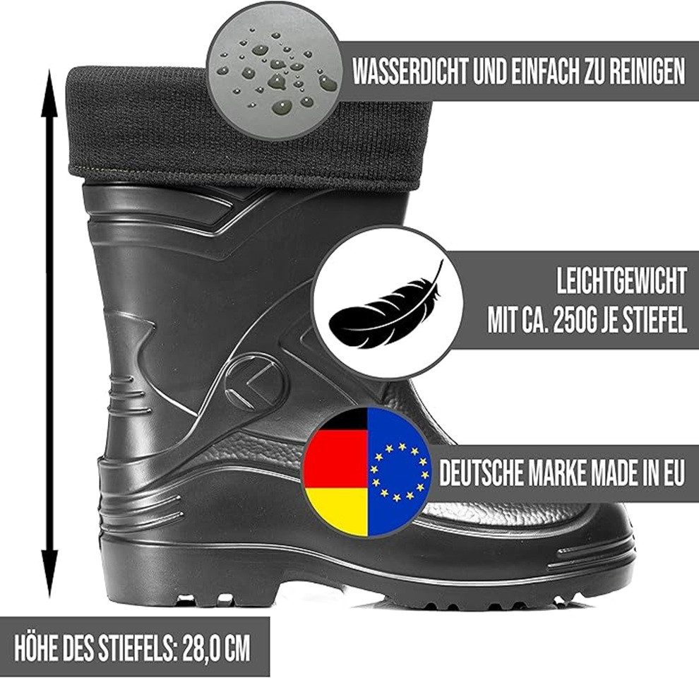 CLIMBR Leichte gefütterte Gummistiefel Herren EVA Thermo Winter Arbeit Gummistiefel