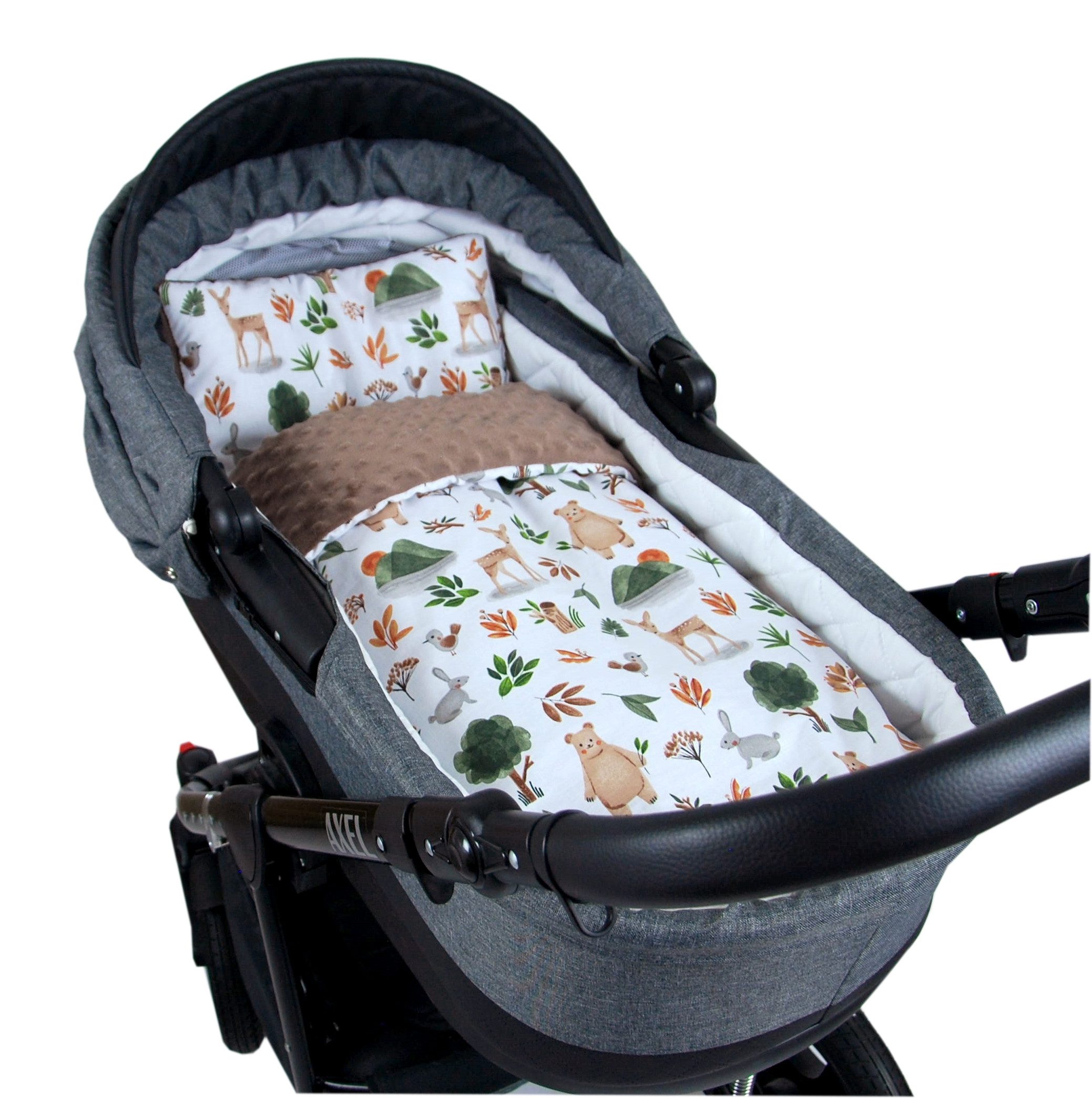 Kinderdecke BABYLUX Babydecke MINKY 2Set Kuscheldecke Decke 75 x 60cm Kinderwagen, BabyLux, MP152 - Braun + Wald