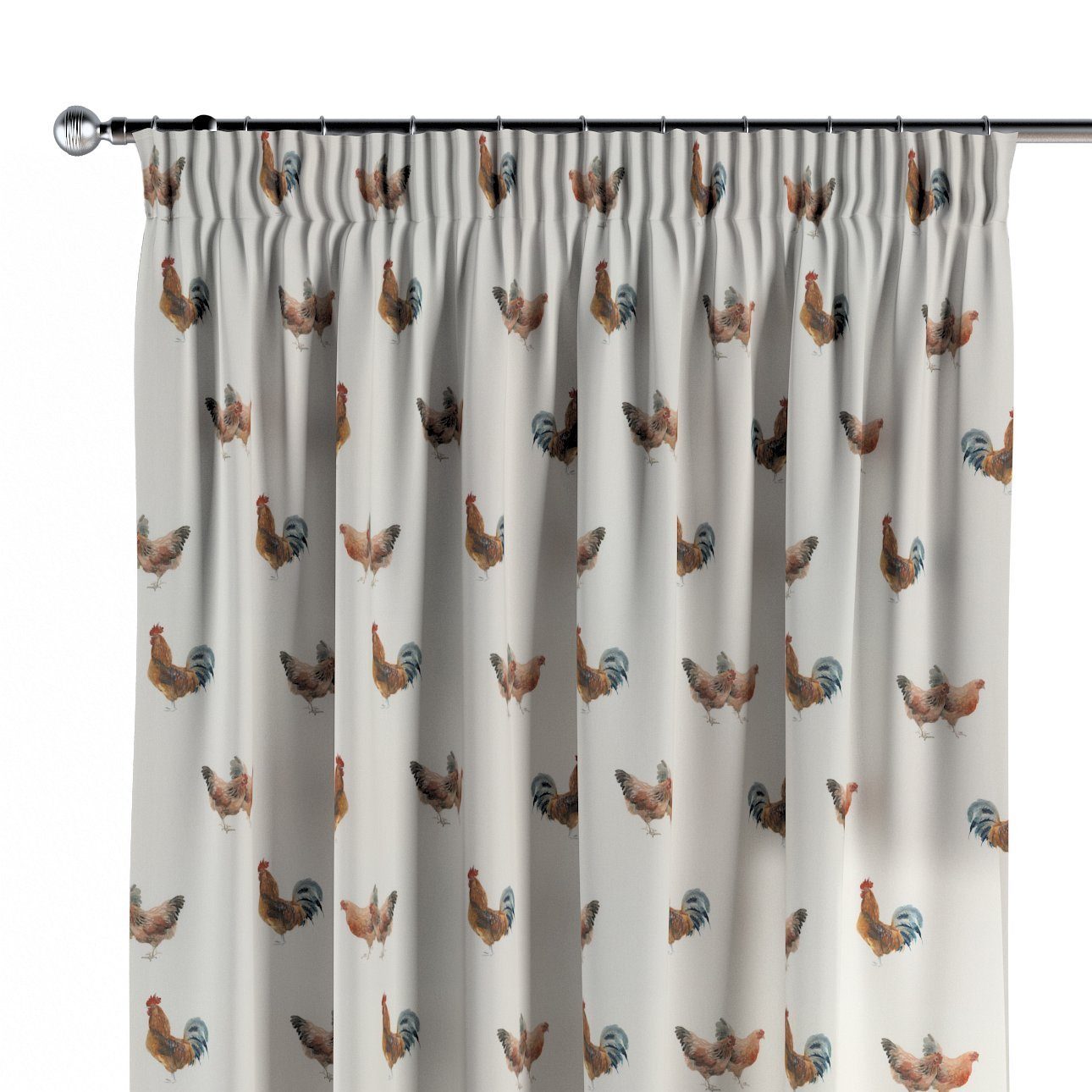 130x100 Kräuselband mit Vorhang Vorhang braun-creme Flowers, cm, Dekoria
