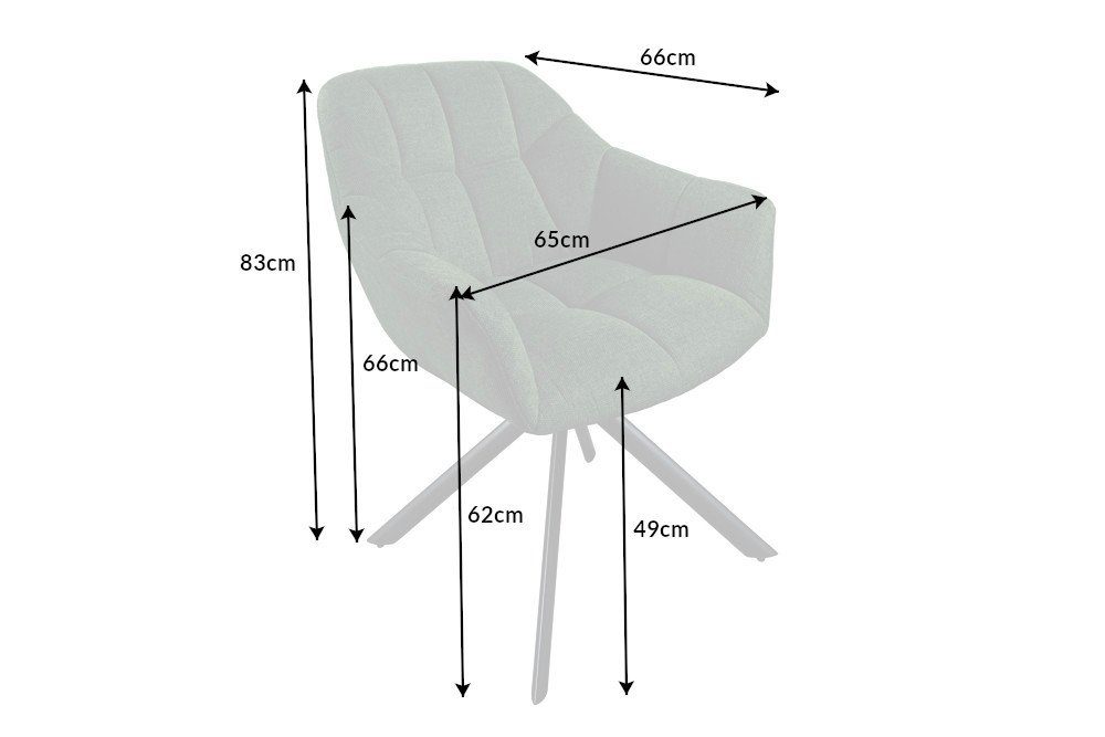 LebensWohnArt Stuhl Moderner Drehstuhl Strukturstoff Metallgestell grün LYON