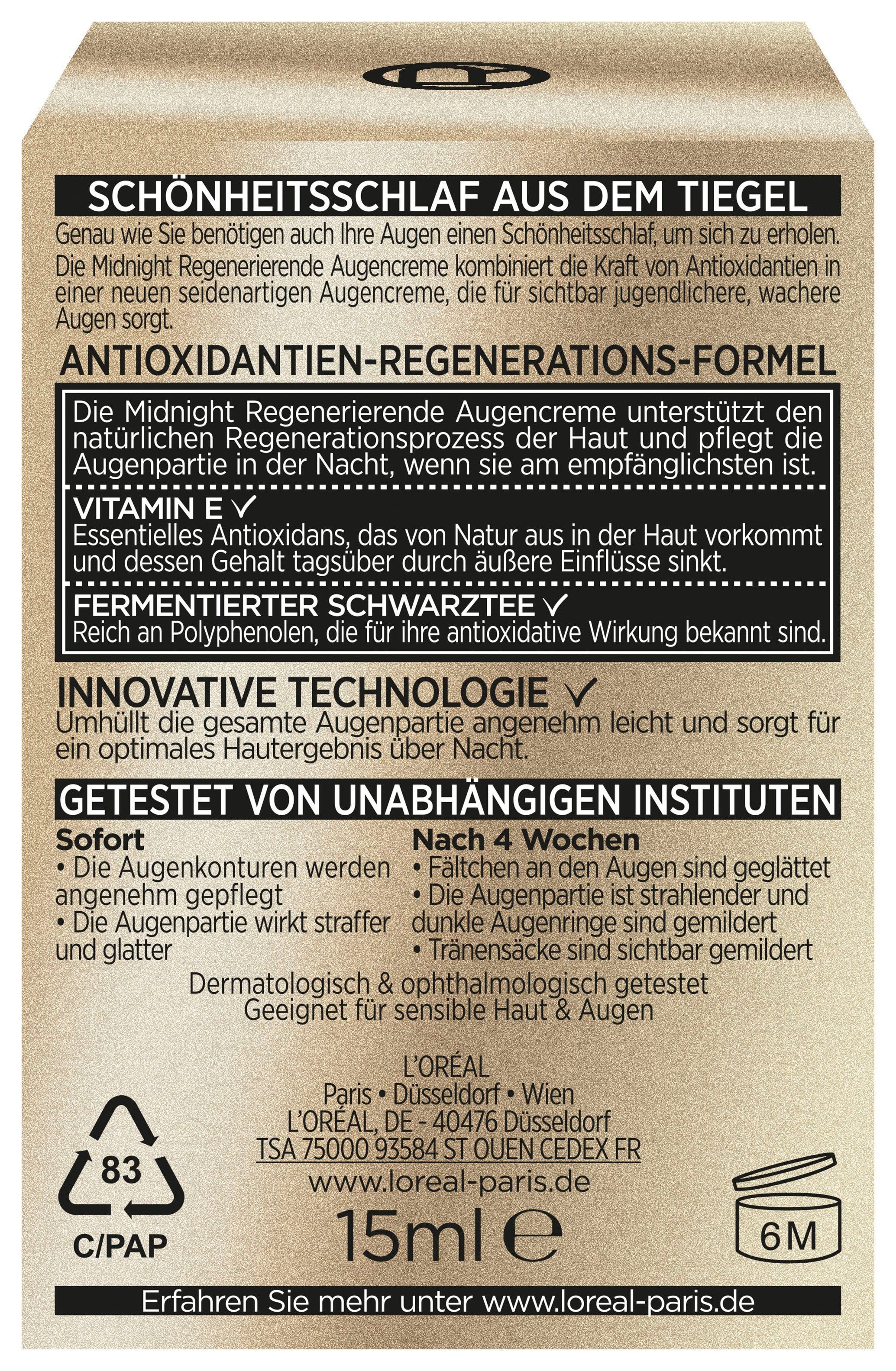 L'ORÉAL PARIS Augenserum AGE PERFECT ZELL-RENAISSANCE MIDNIGHT AUGENCREME, mit optimal angepasster Formel für die Nacht