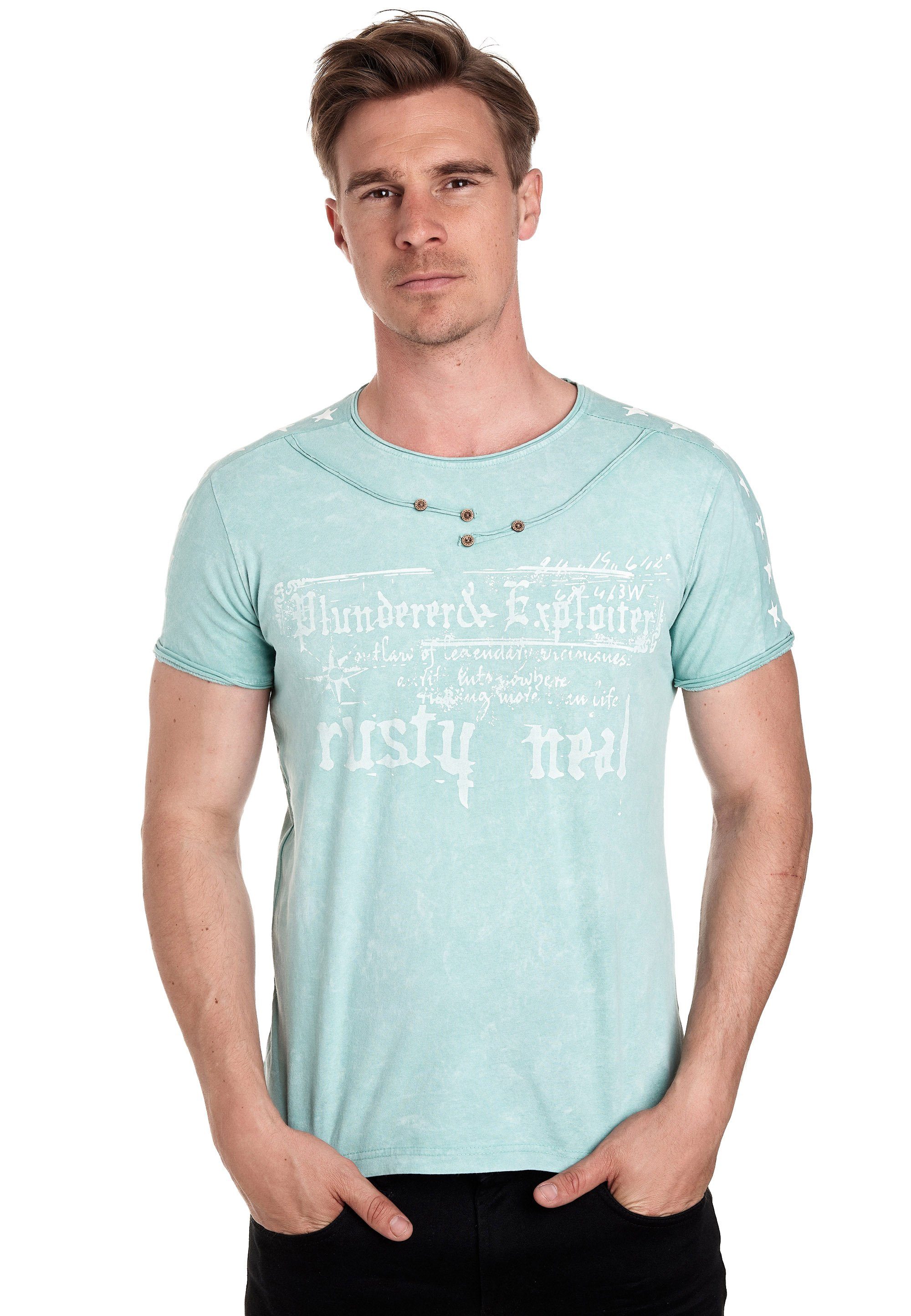 Neal in Rusty Optik melierter T-Shirt mint