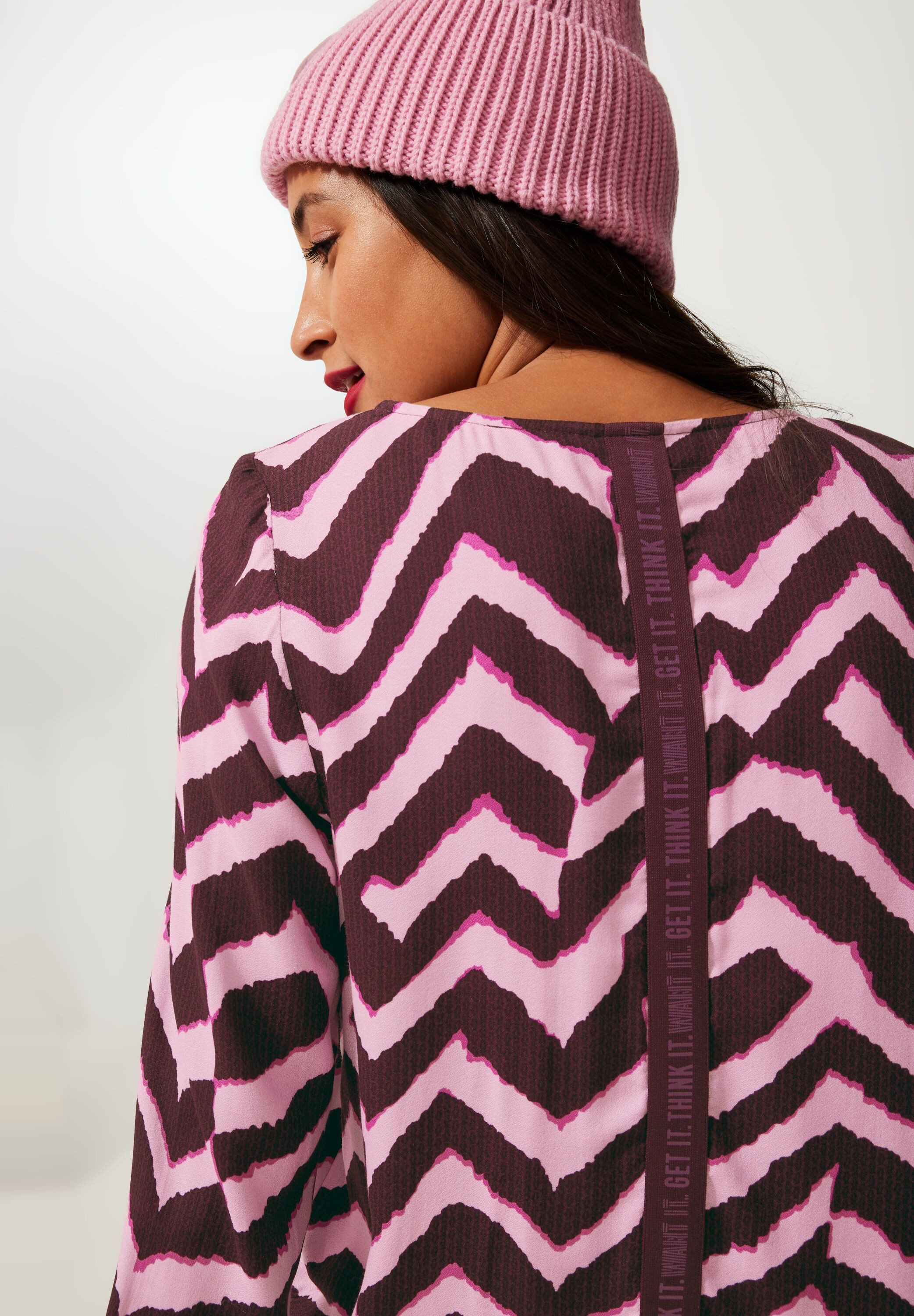 STREET ONE Langarmbluse Bluse mit Zick Zack Muster