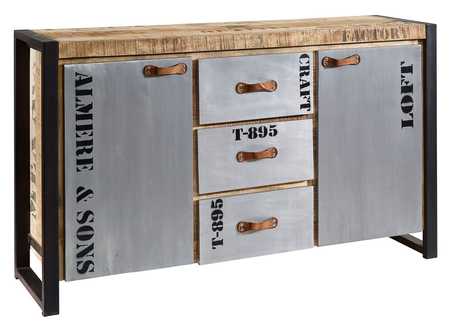 Massivmoebel24 Sideboard FACTORY (Massivholz), Sideboard Mango 145x40x85 natur bedruckt FACTORY #132