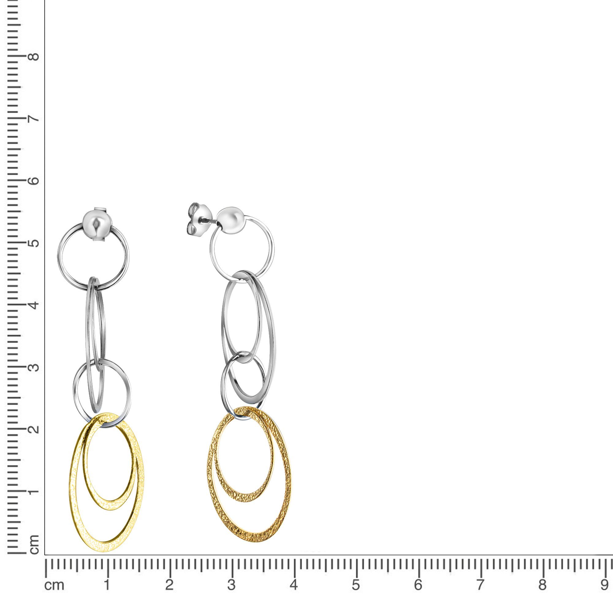 CELESTA Paar Ohrhänger Silber 925 zweifarbig glanz / diamantiert 60mm lang günstig online kaufen