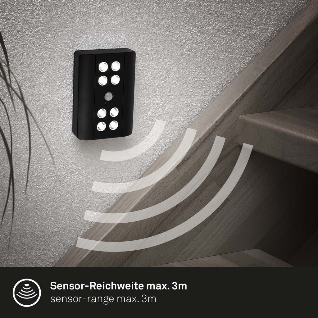 Briloner Leuchten LED Unterbauleuchte 2255-085, Leuchtdauer einstellbar, LED fest integriert, 2700K - Extra-Warmweiß, Schranklicht, 11,6x8,25x2,3cm, Schwarz, Küche, Schlafzimmer, Flur