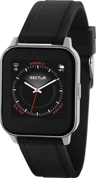 Sector Sector Herren Armbanduhr Analog-Digit Smartwatch, Analog-Digitaluhr, Herren Smartwatch rund, mittel (ca. 36mm), Silikonarmband schwarz, Spo