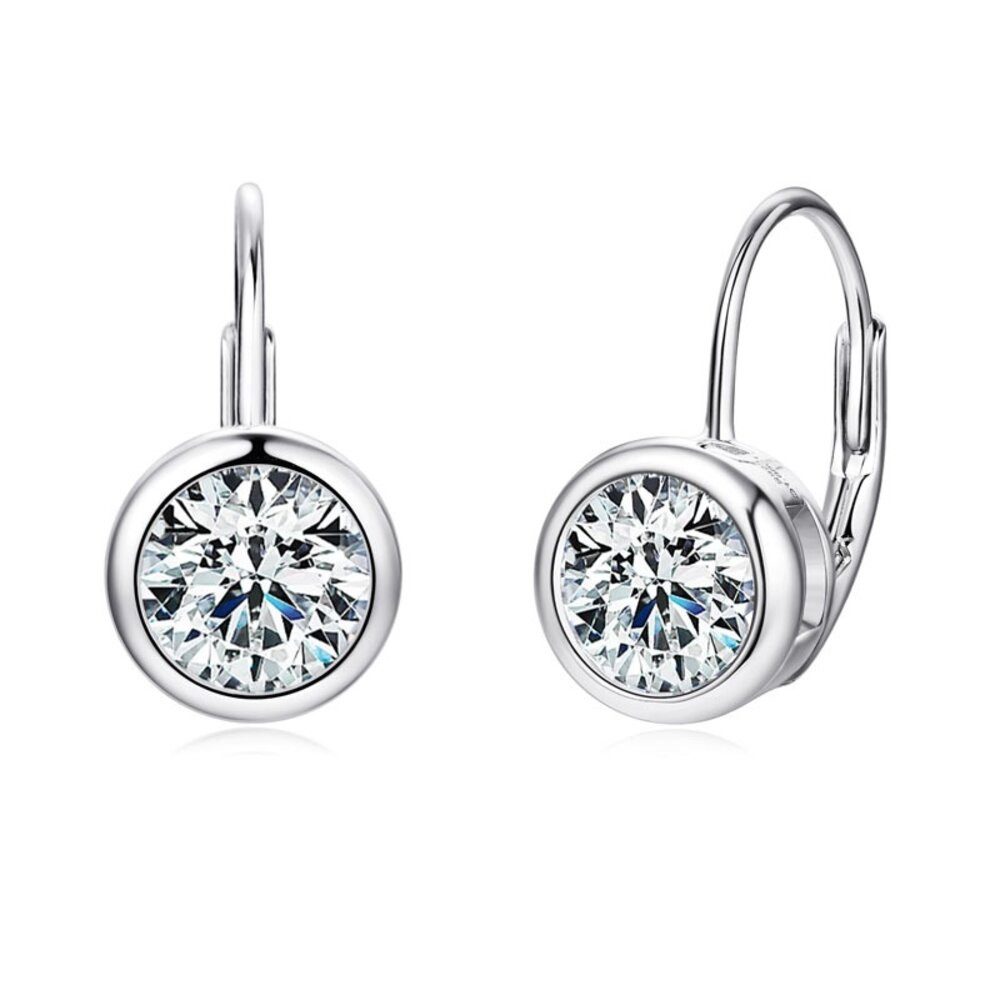Paar Creolen Moissanit Damen Creolen Ohrhänger 925 sterling Silber 18K Gold