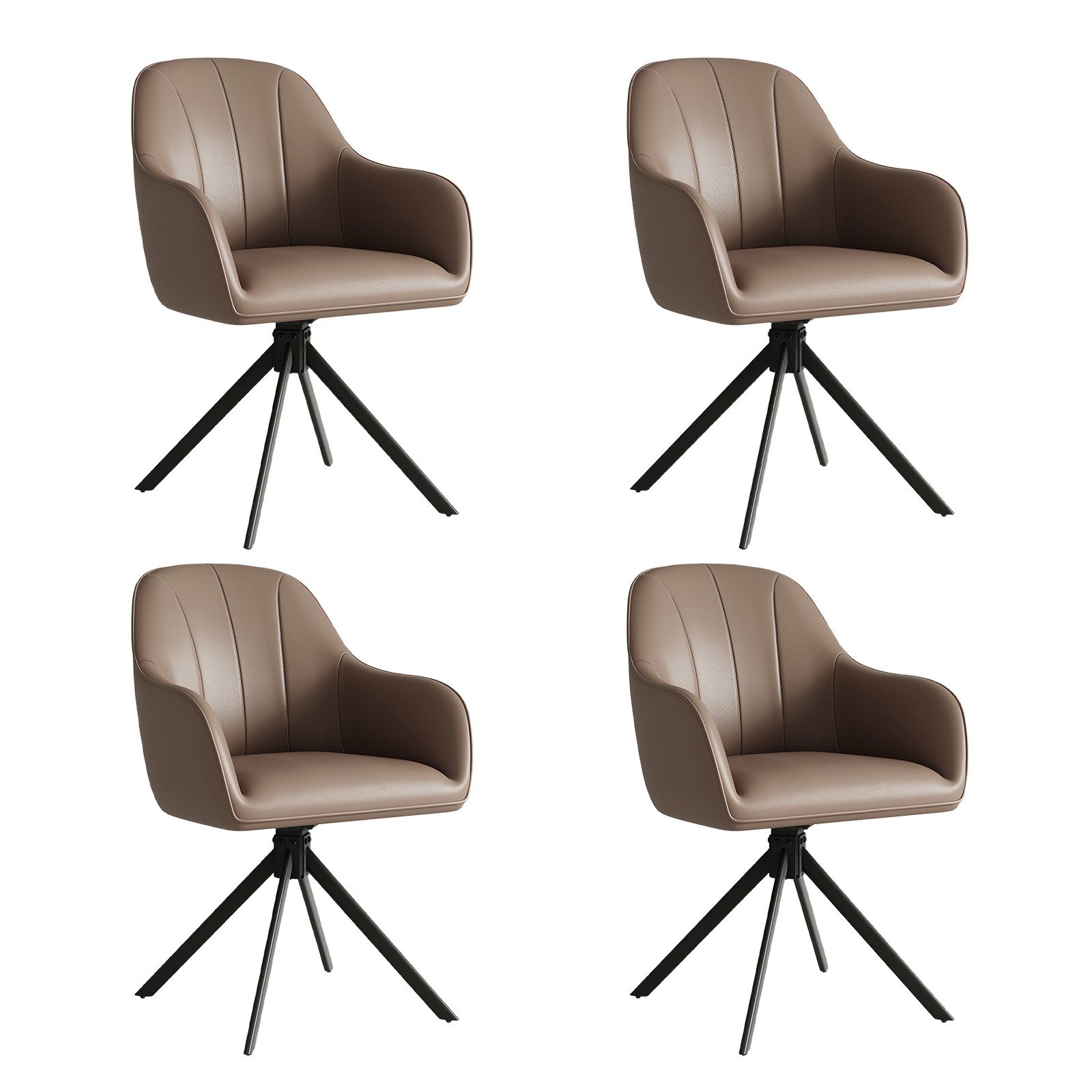 HawthyHome Esszimmerstuhl mit Armlehnen und Metallbeinen, 4er-Set, 360° drehbarer,Beige (4 St), 360° drehbarer